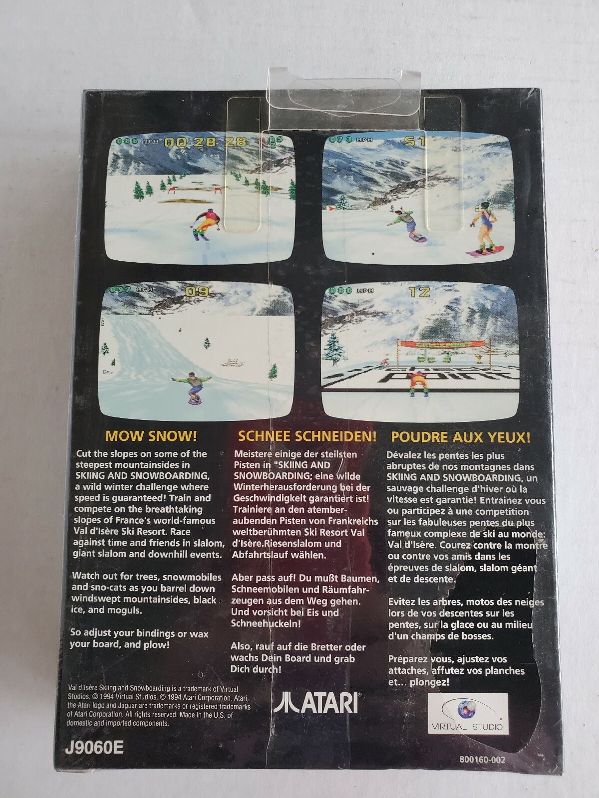 VAL D’ISERE SKIING & SNOWBOARDING Atari Jaguar Cartridge Complete in Box J9060E