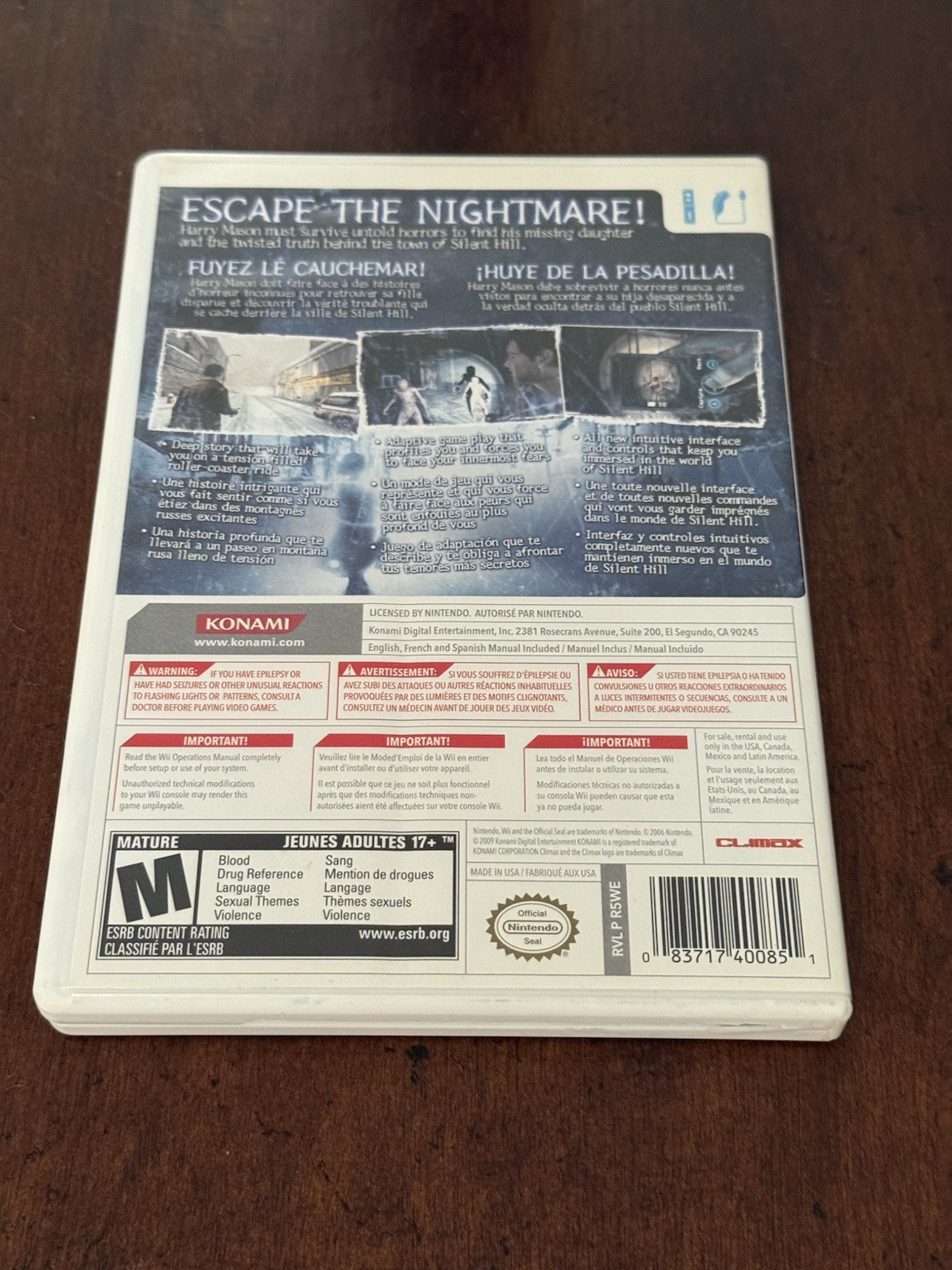 Silent Hill: Shattered Memories (Nintendo Wii) Complete CIB Clean Tested Working