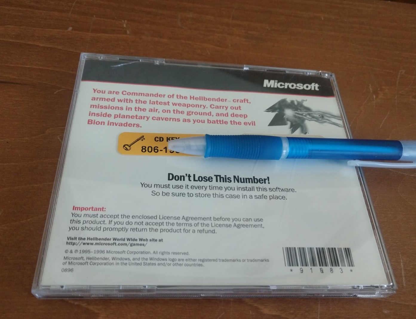 Hellbender Microsoft PC Windows 95/98 Game CD-ROM Complete with key