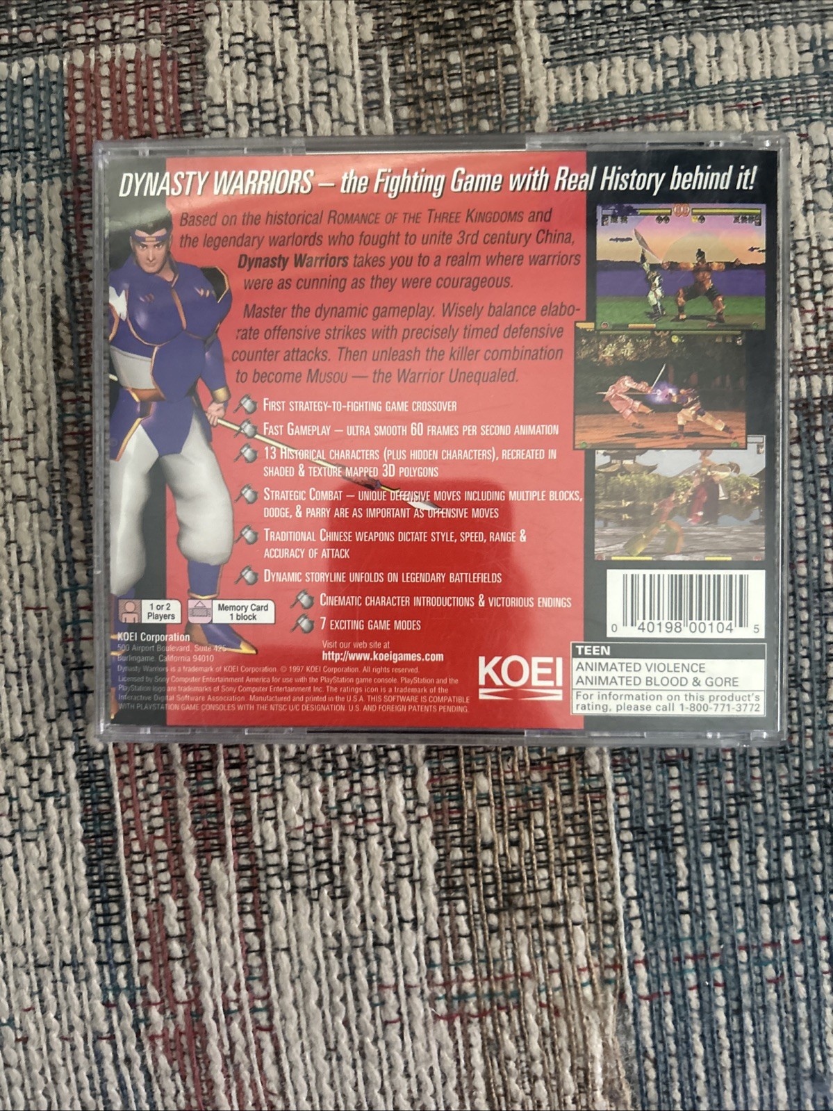 Dynasty Warriors PS1 Complete CIB With Manual Tested