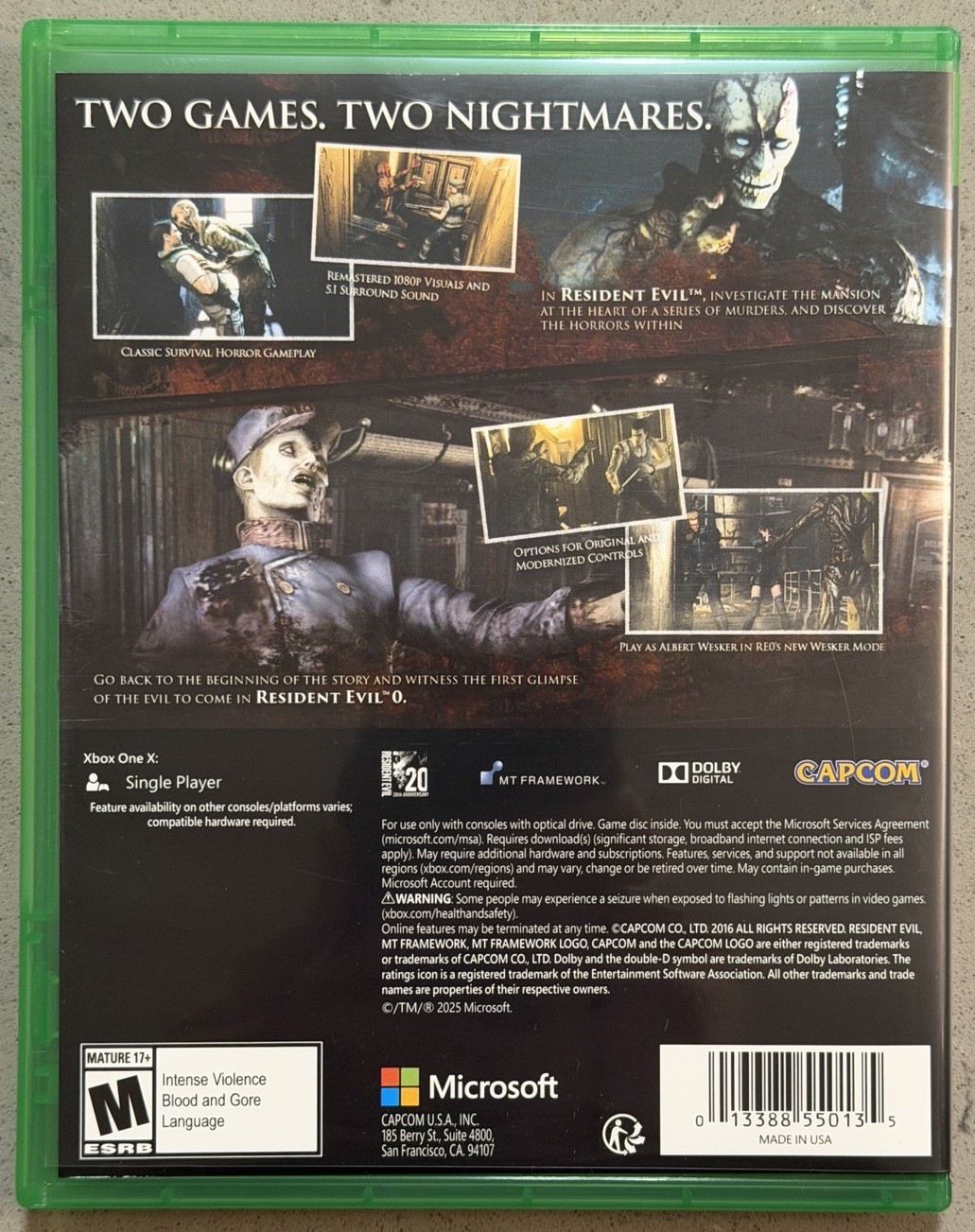 Resident Evil Origins Collection (Microsoft Xbox One, 2016)