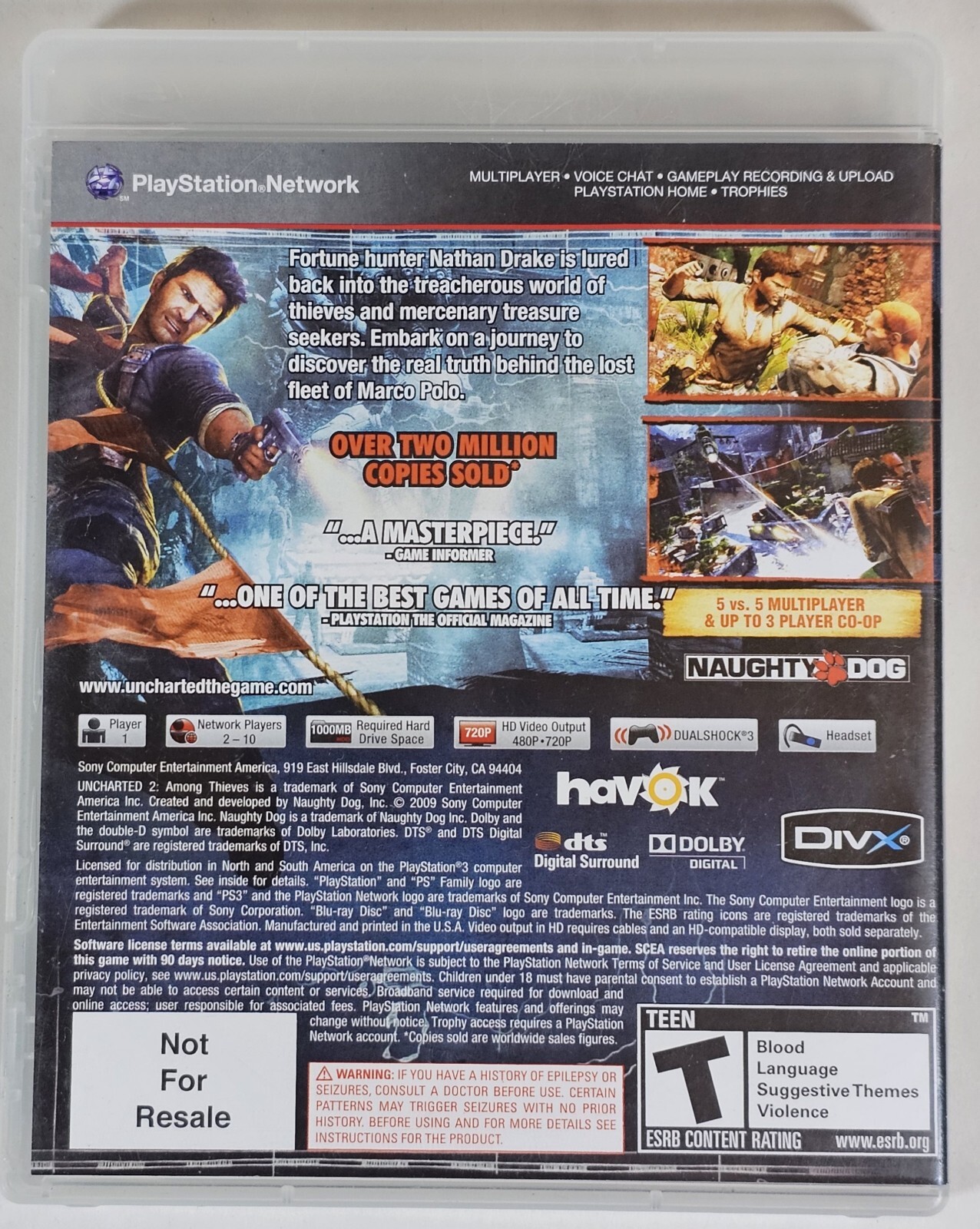 Uncharted 2: Among Thieves GOTY Label PS3 (Sony PlayStation 3 2009) CIB Complete