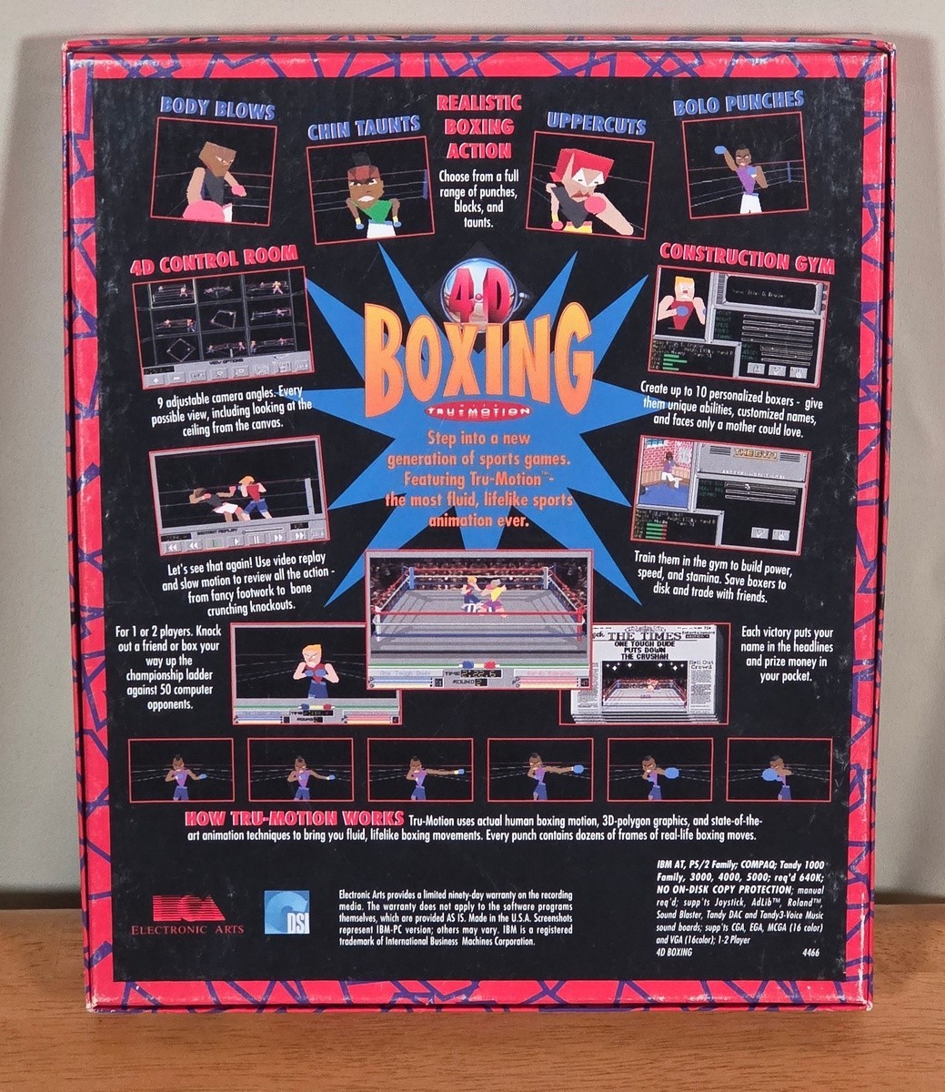 Boxing 4D Sports Tru Motion Electronic Arts IBM 5-1/4 PC Game Complete CIB 4-D