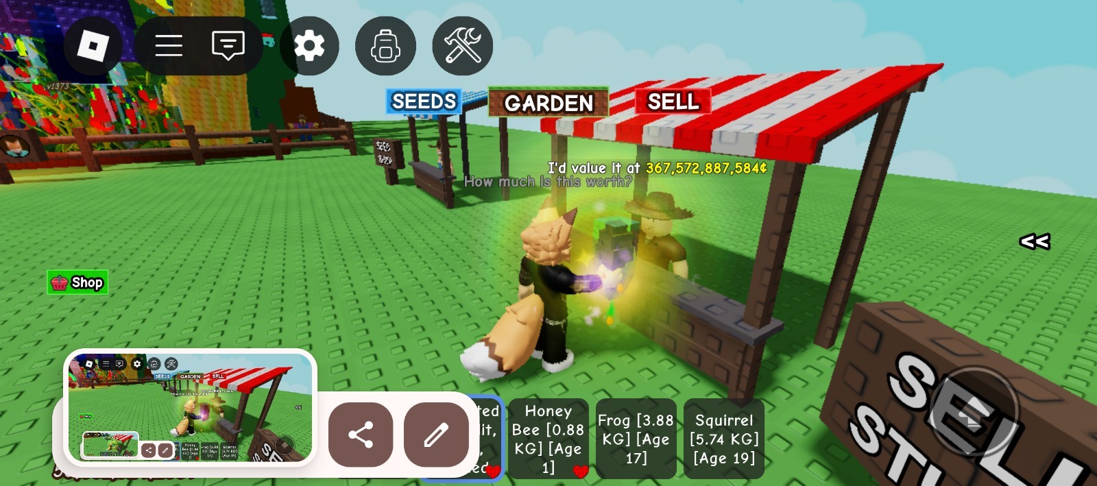 Hi My Name Is Adonis And I Am Selling A 367B Sheckles On Grow A Garden