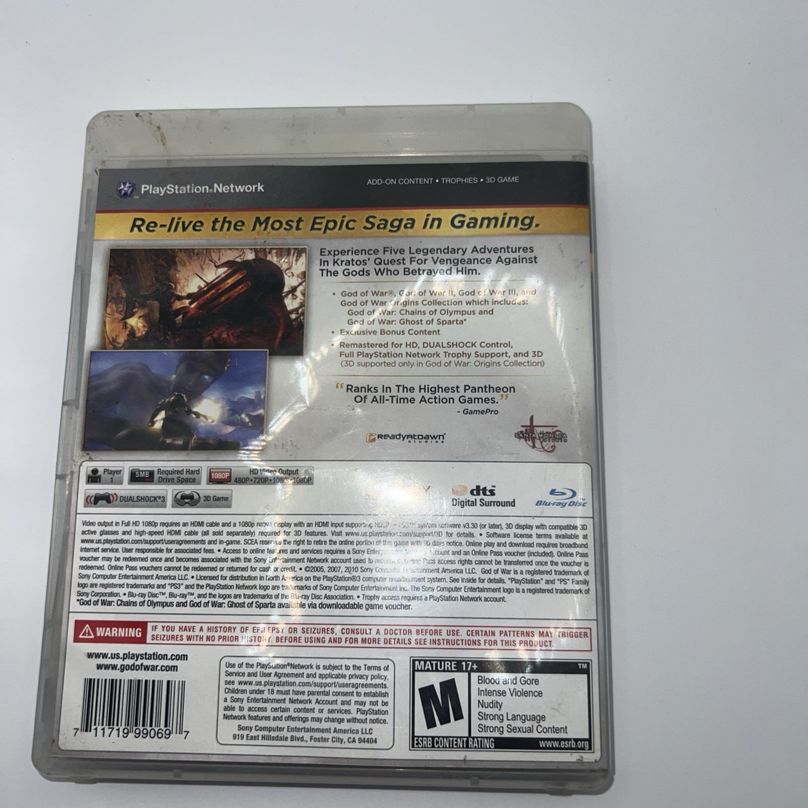God of War Saga Dual Pack (Sony PlayStation 3 PS3, 2012) God Of War 3 Disc Added