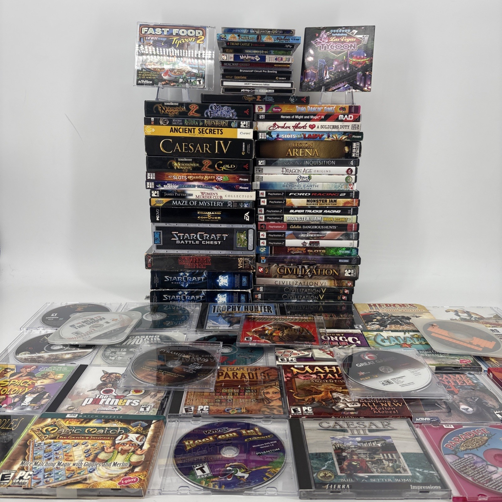 LOT OF 80 PC, PS2, PS3 Games. Most CIB. Big Box Minty. With Manuals And Guides!