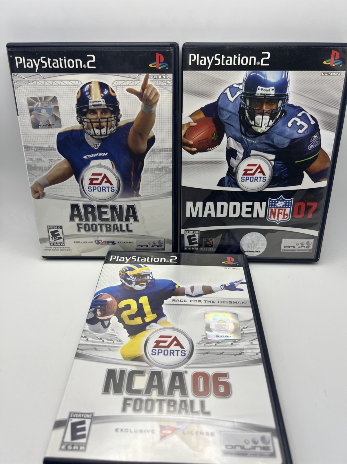 Lot of 3 Football Playstation 2 Arena Football NCAA 06 Madden 07 Video Games