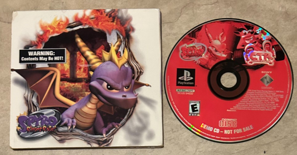 CTR Crash Team Racing & Spyro Ripto’s Rage Demo in Sleeve Sony PlayStation 1