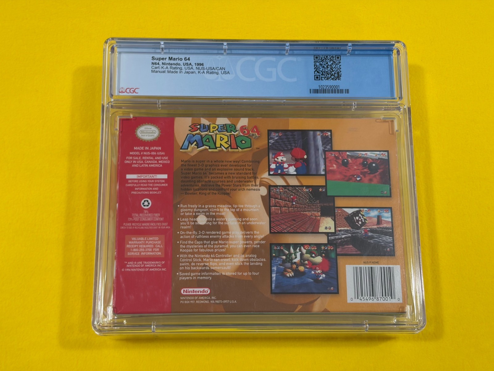 Super Mario 64 (1st Print 1996, CGC 8.5 w/ 9.2 Cart!!!) Nintendo 64 N64 not WATA