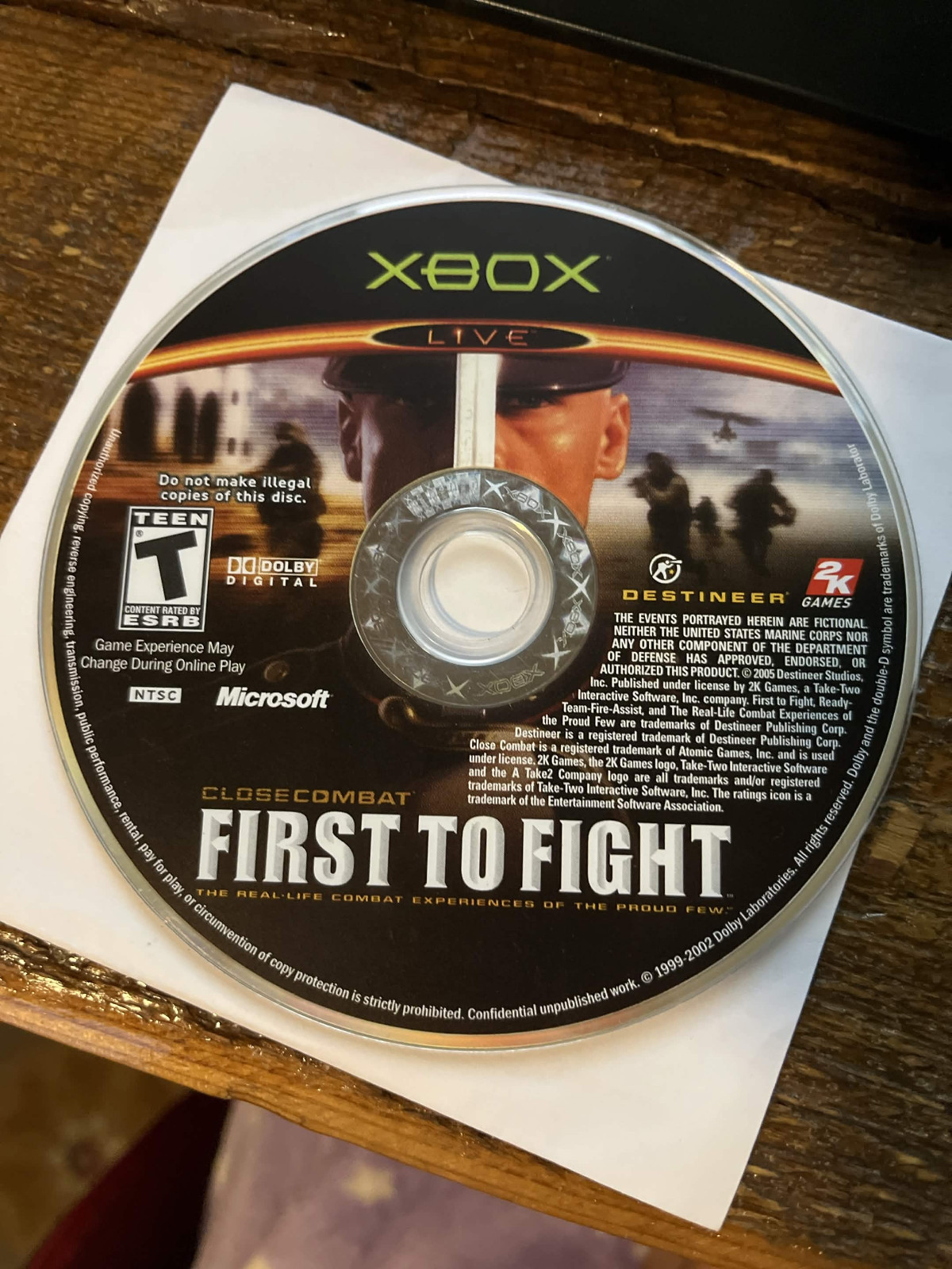 Close Combat First To Fight – Loose Microsoft Original Xbox Disc