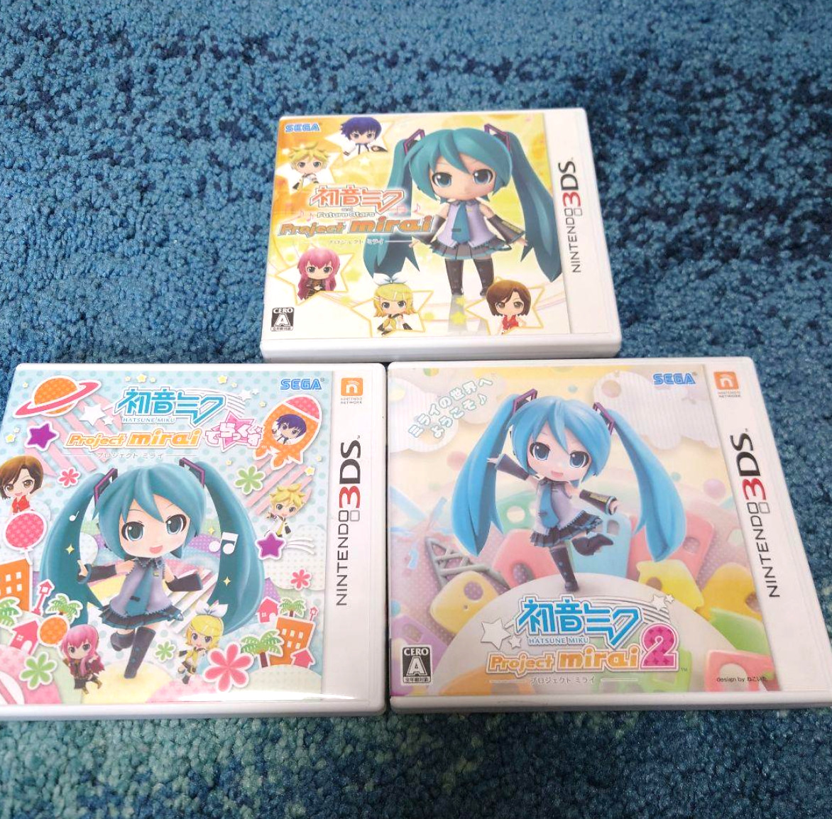 Lot 3 Hatsune Miku Project Mirai 1 2 & DX Deluxe set Nintendo 3DS Japan Tested