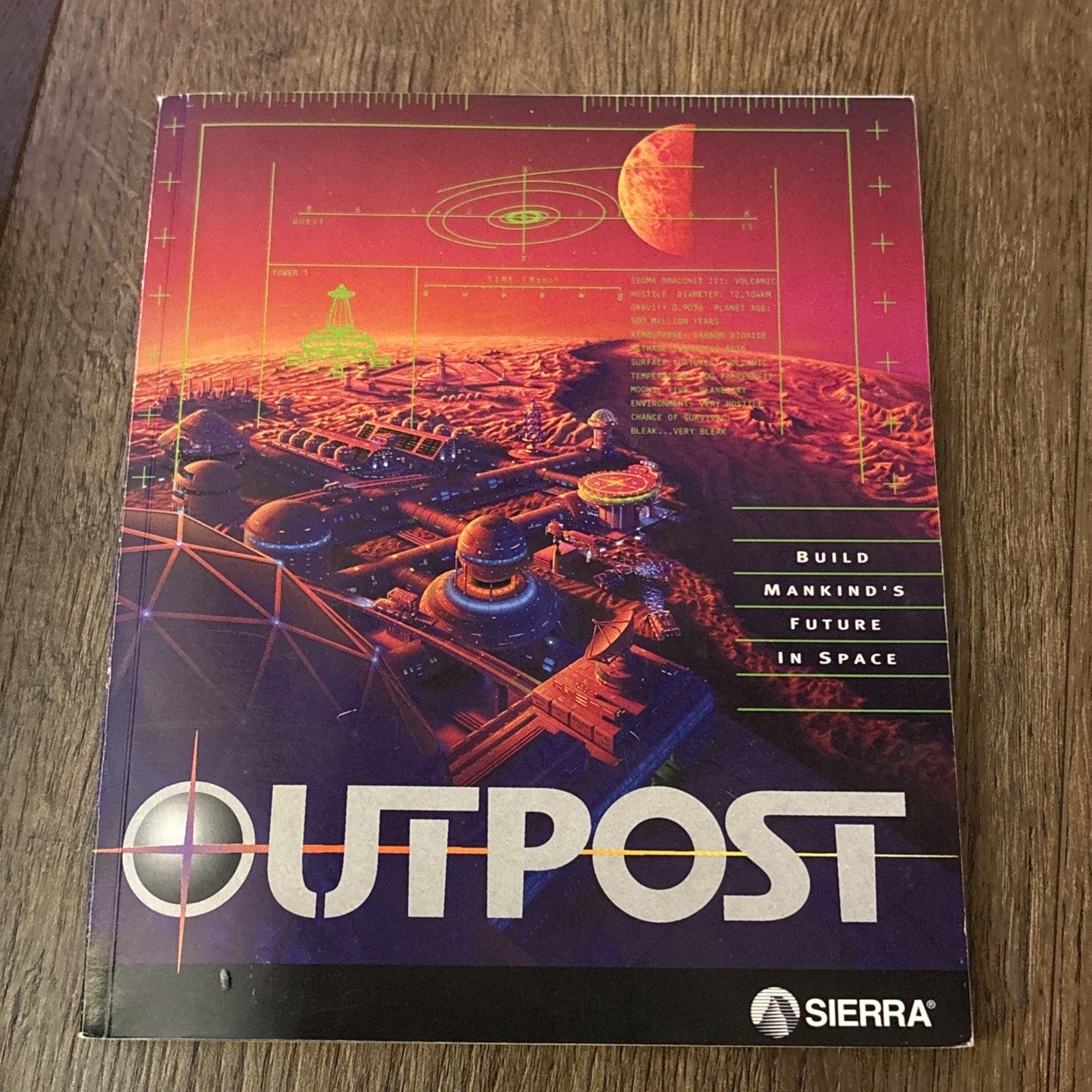Outpost (PC, 1994) Big Box Disc Diskette Science Fiction Space Build Game