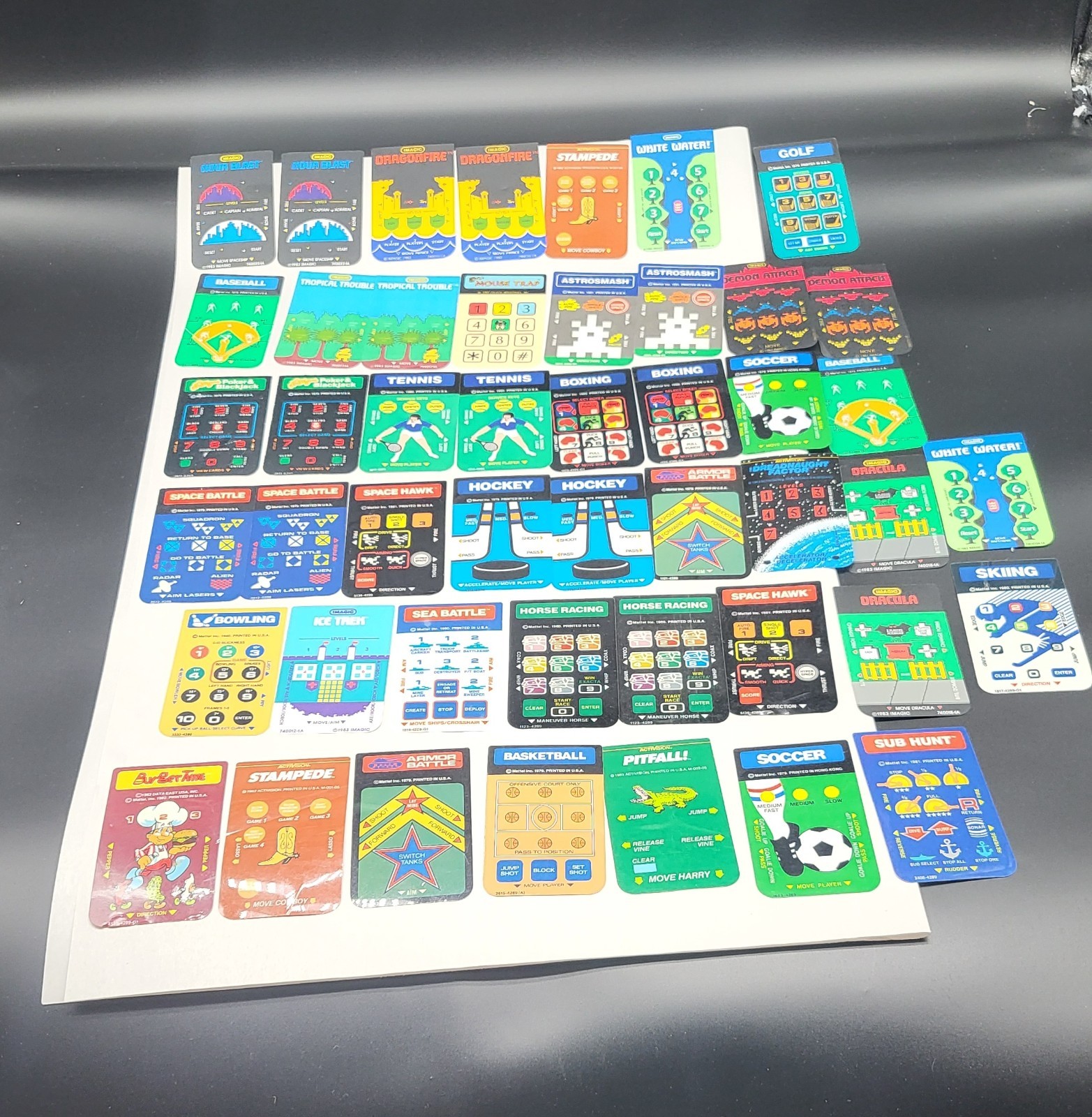 Large lot of Intellivision Game Overlays
