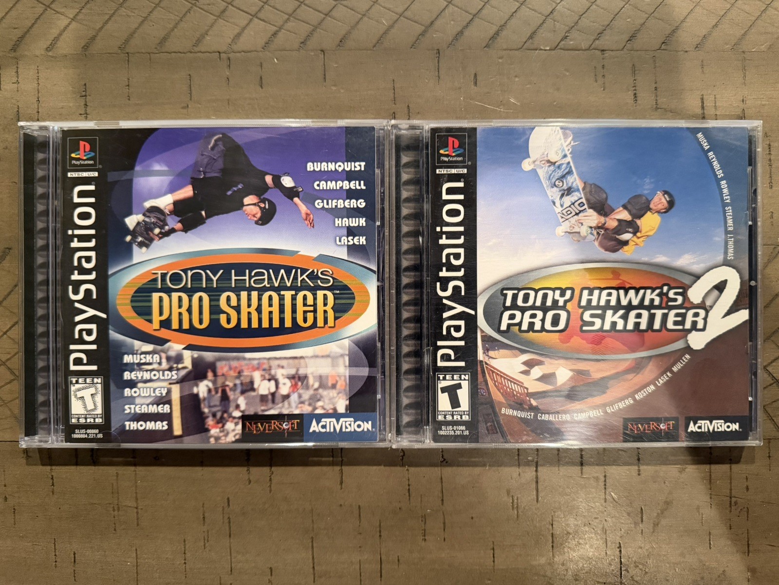Tony Hawk’s Pro Skater 1 & 2; Both CIB w/ Reg. Cards (Sony PlayStation 1, 1999)