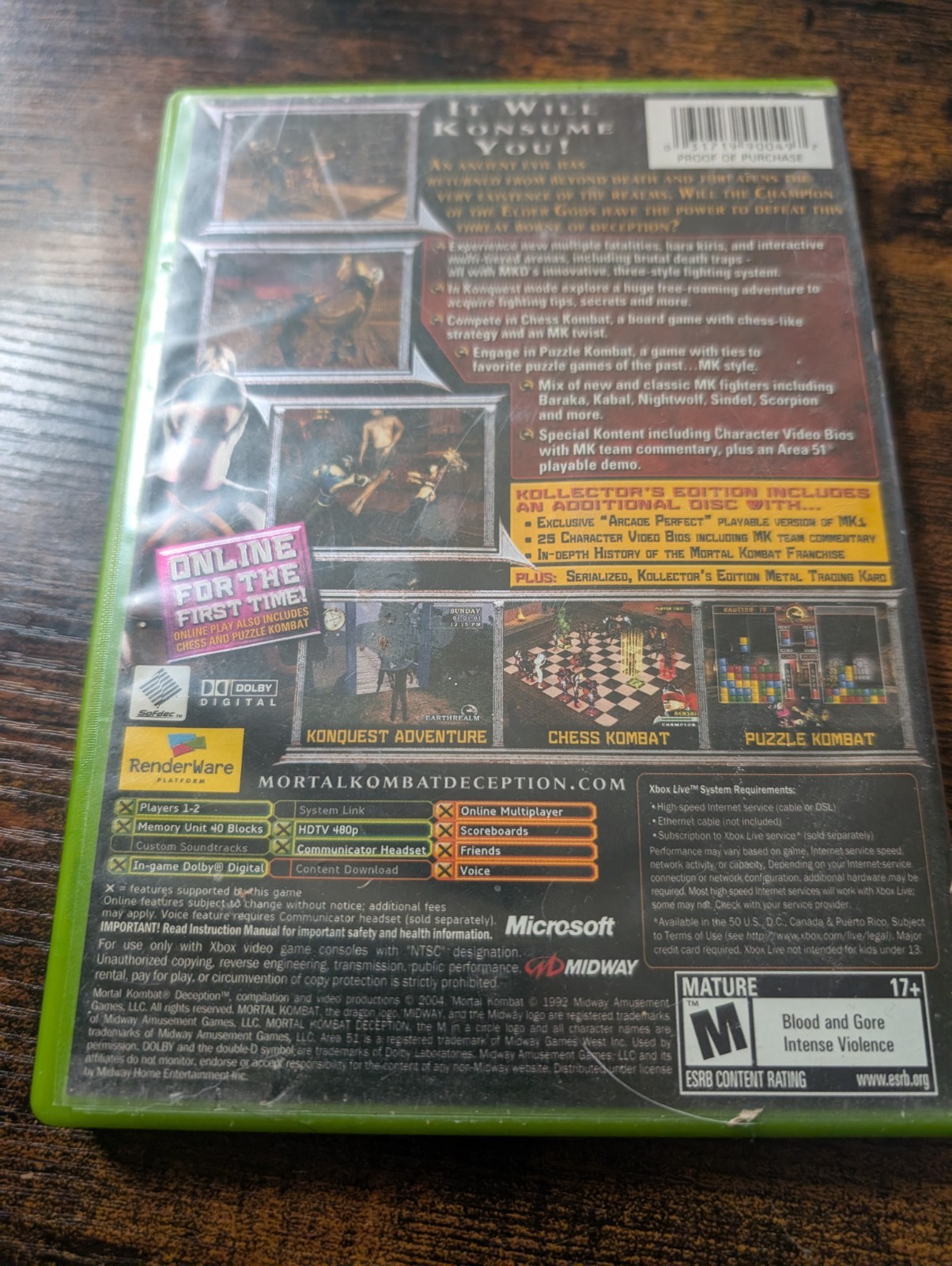 Mortal Kombat Deception Kollector’s Edition Mileena Xbox 2004 Vintage