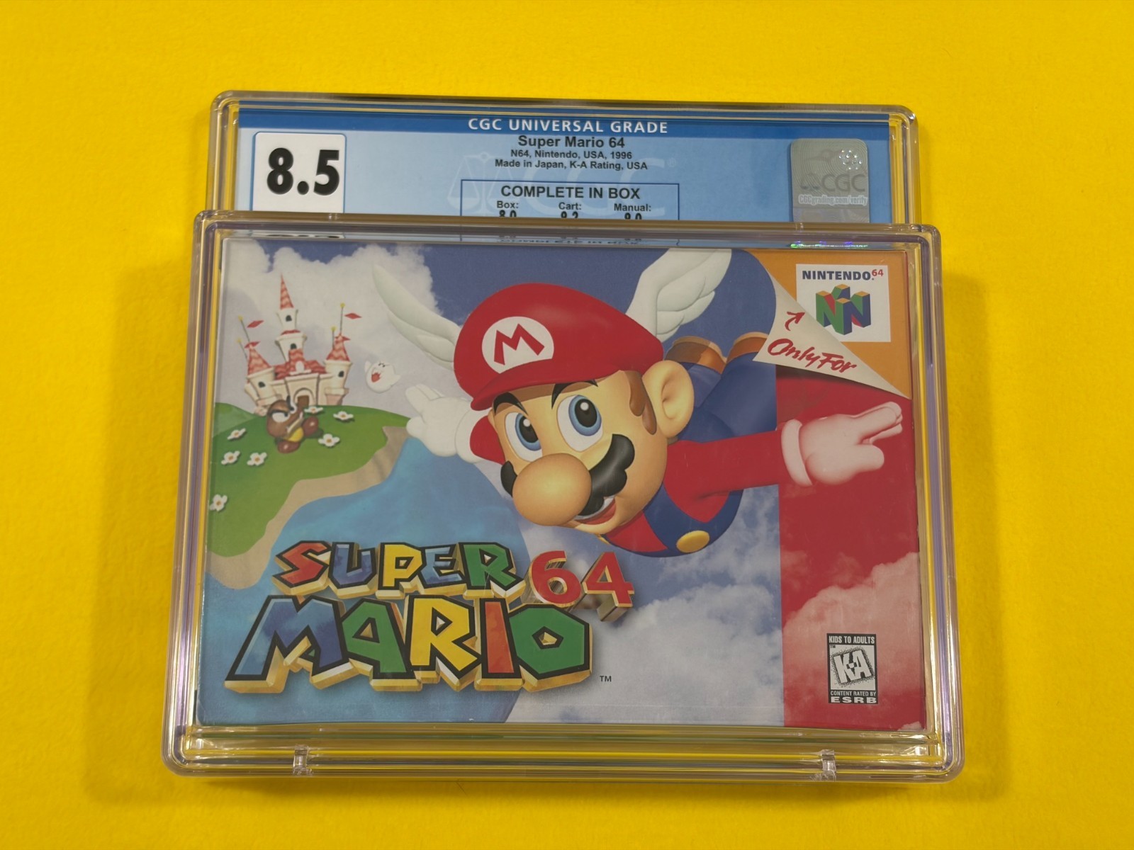 Super Mario 64 (1st Print 1996, CGC 8.5 w/ 9.2 Cart!!!) Nintendo 64 N64 not WATA