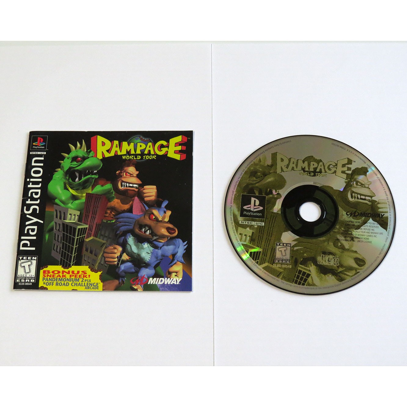 Rampage World Tour DISC & MANUAL ONLY (Sony PlayStation, PS1 Game) TESTED