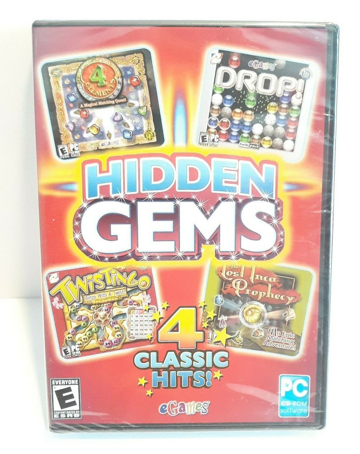 eGames Hidden Gems Classic Hits PC CD ROM Game Twistingo Drop! 4 Elements +MORE