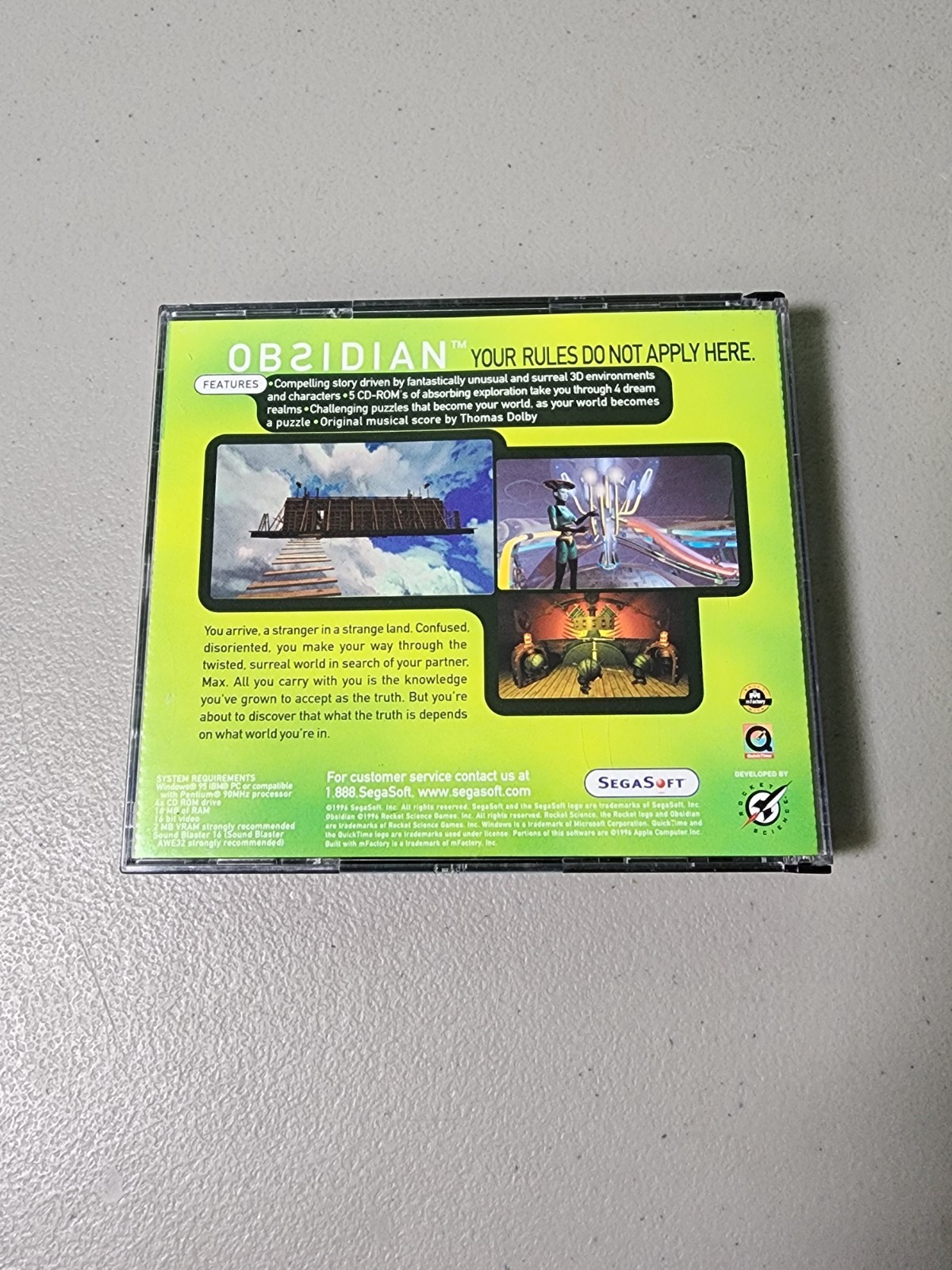 OBSIDIAN 5 Disc Set Adventure Game PC Windows 95/98/ME & Macintosh SegaSoft