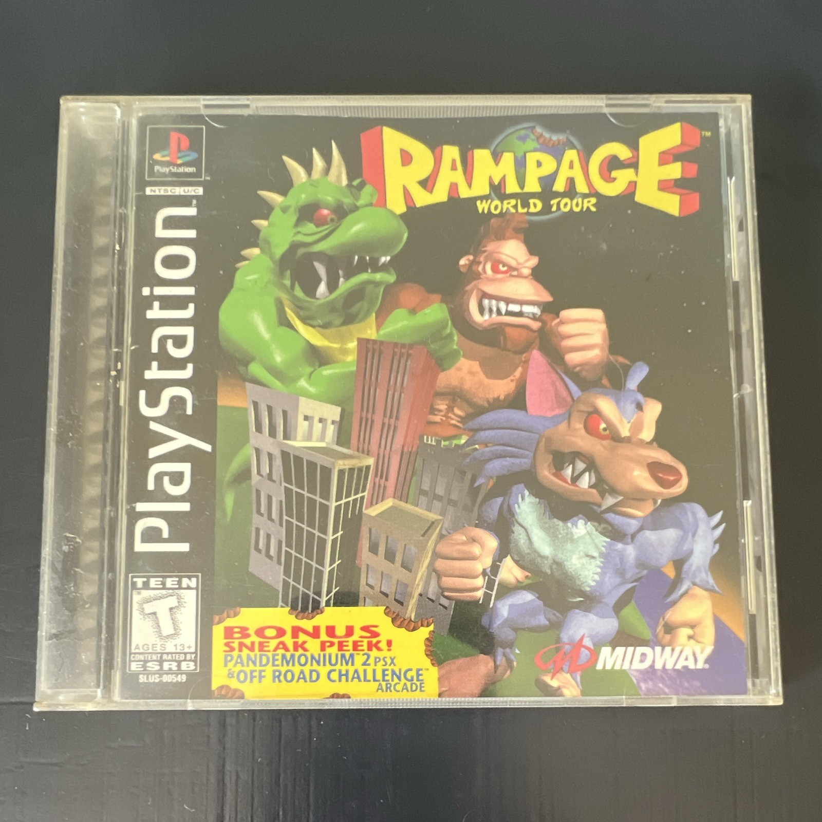 Midway Rampage World Tour Sony PlayStation PS1-COB-UNTESTED