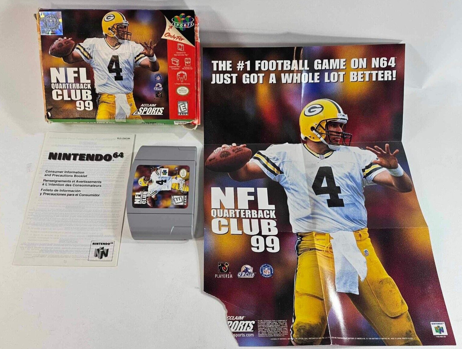 NFL Quarterback Club 99 (Nintendo 64, 2000) Game Box Poster Insert – Tested
