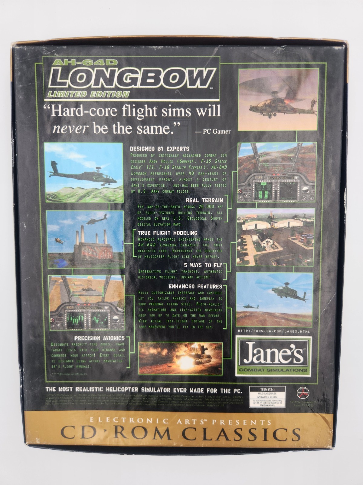 Jane’s Combat Flight Simulator AH-64D LONGBOW PC GAME 1999 1st Edition COMPLETE