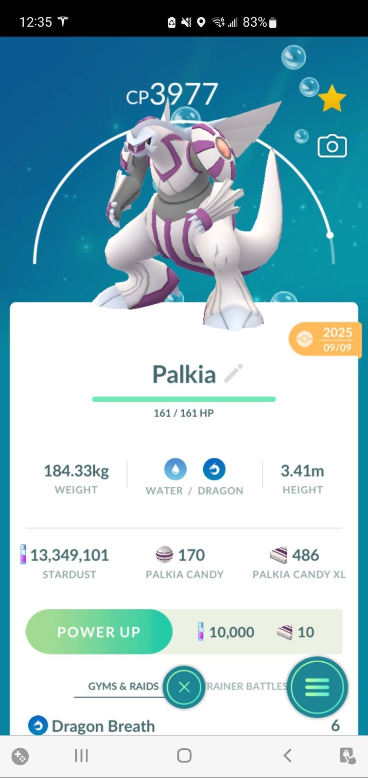 Pokemon Level 40 Palkia With 2nd Move (Almost 4000CP, Raids/PvP Beast) GO
