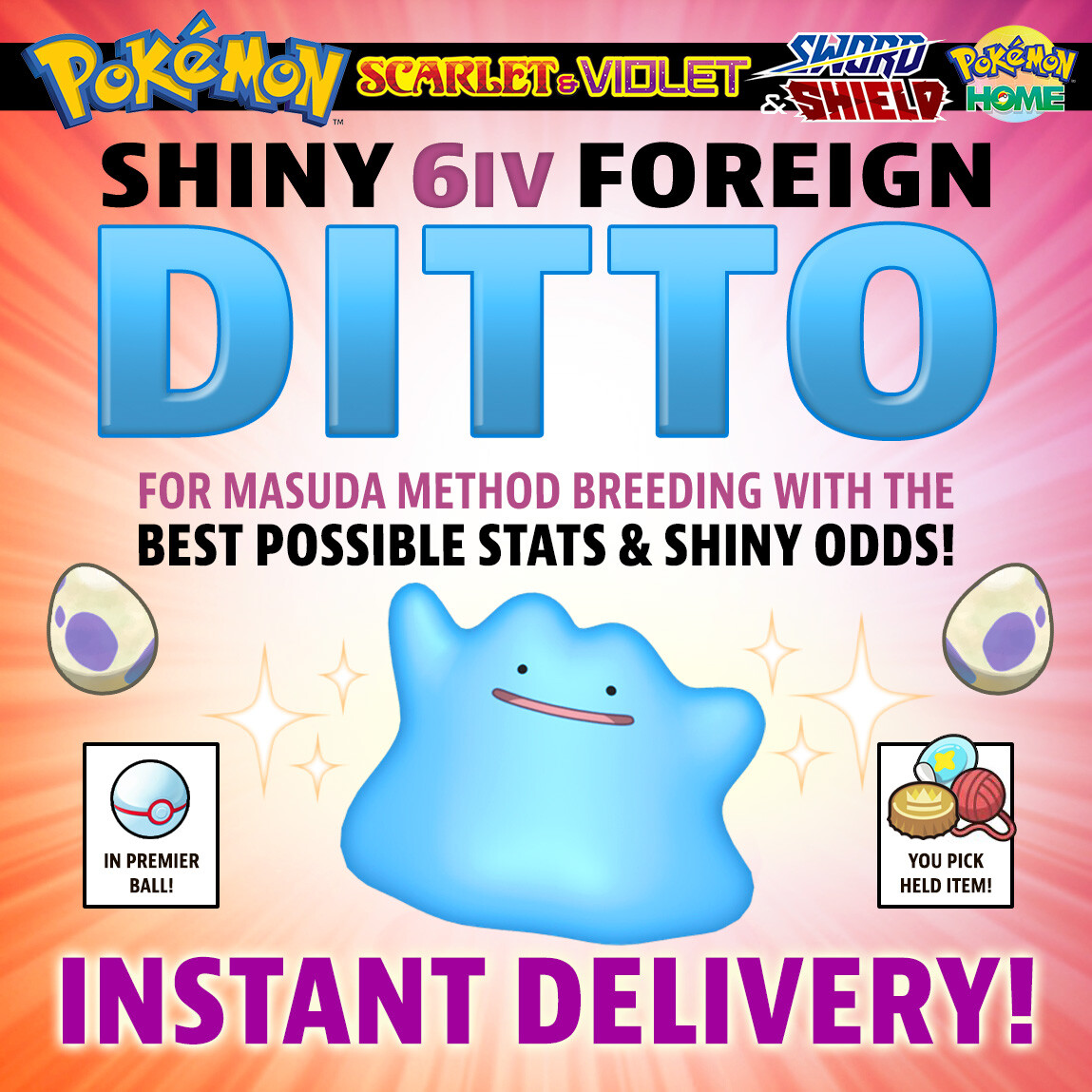 ✨ SHINY DITTO ✨ Foreign Japanese 6IV ✨ Masuda Method ✨ Pokemon Scarlet & Violet!