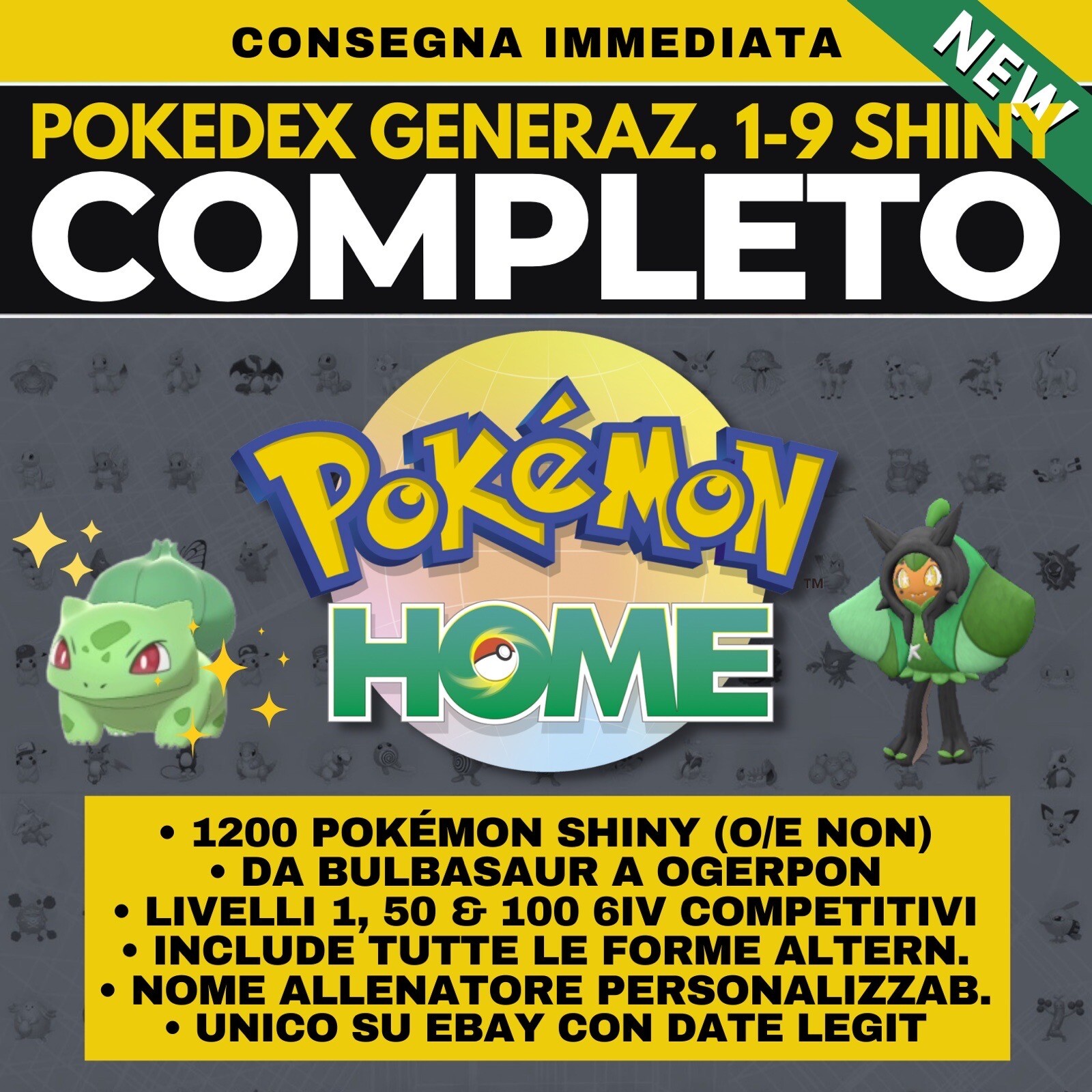 Pokémon HOME Shiny Living Dex Pokedex Completo Scarlatto Competitivi Tutti 6 IV