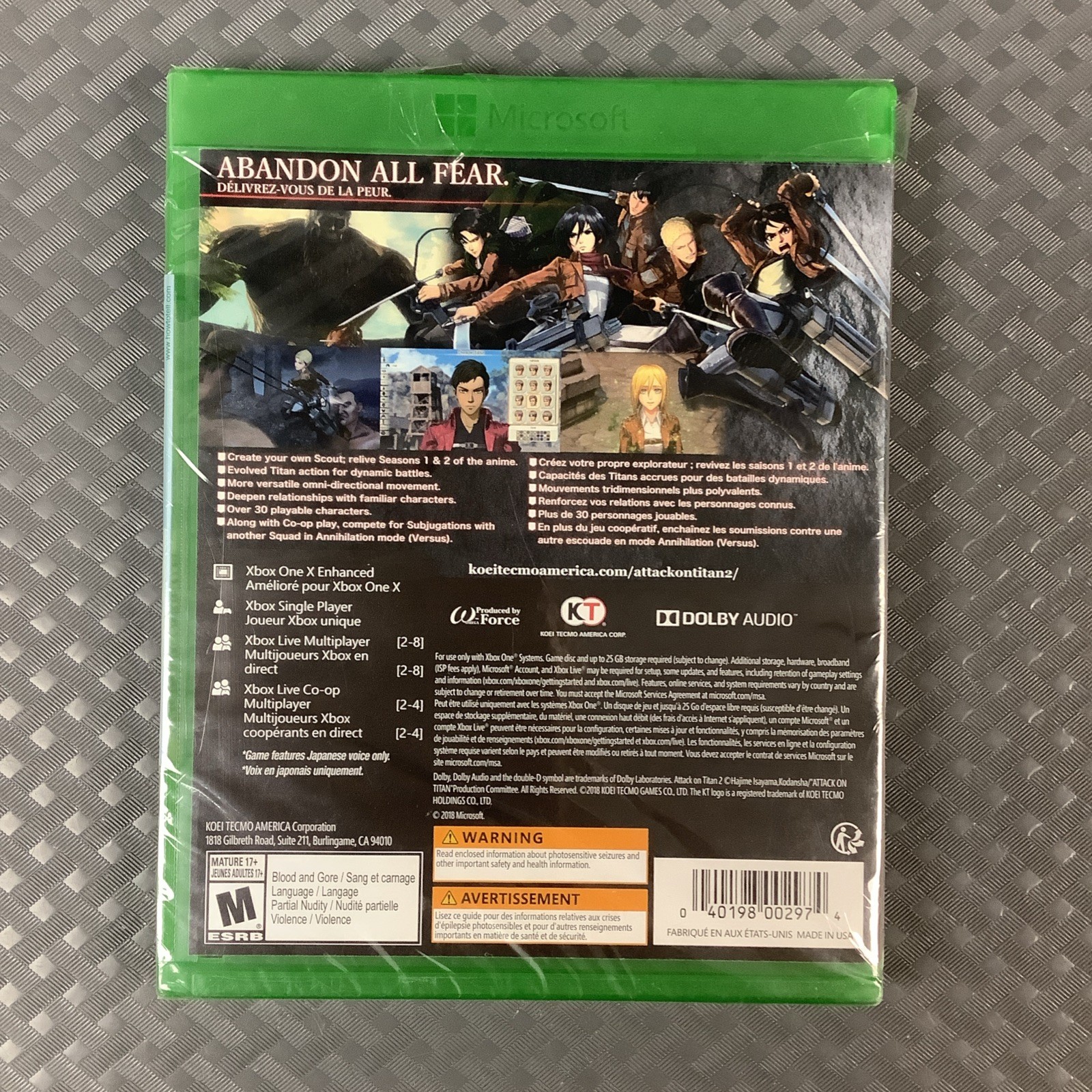 Attack On Titan 2 (Xbox One) BRAND NEW FACTORY SEALED! US VERSION! AUTHENTIC!