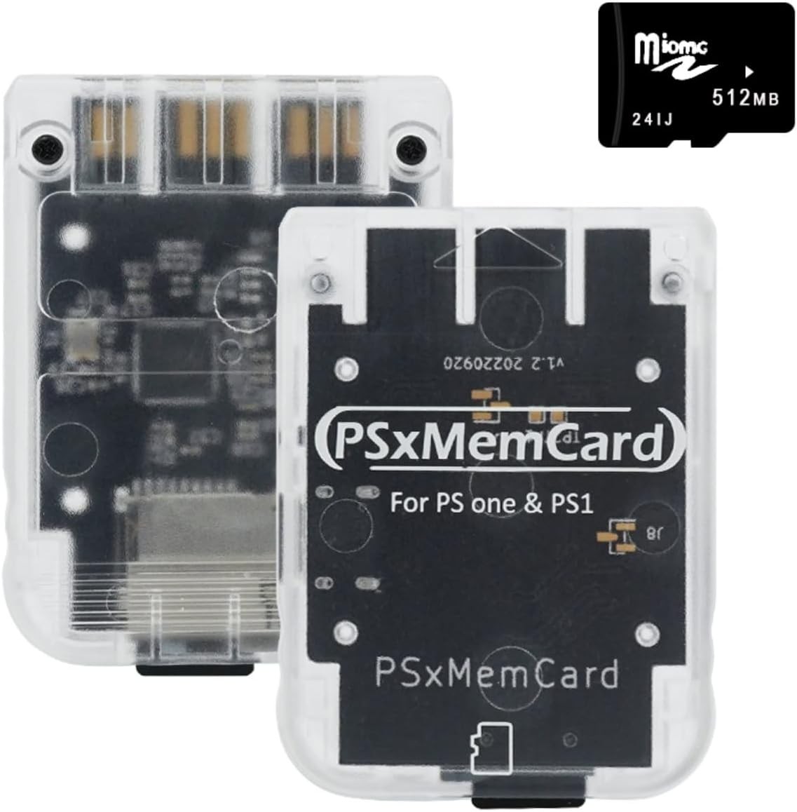 BITFUNX PSxMemCard PS1 Memory Card – Supports Firmware Upgrade, Tran-White