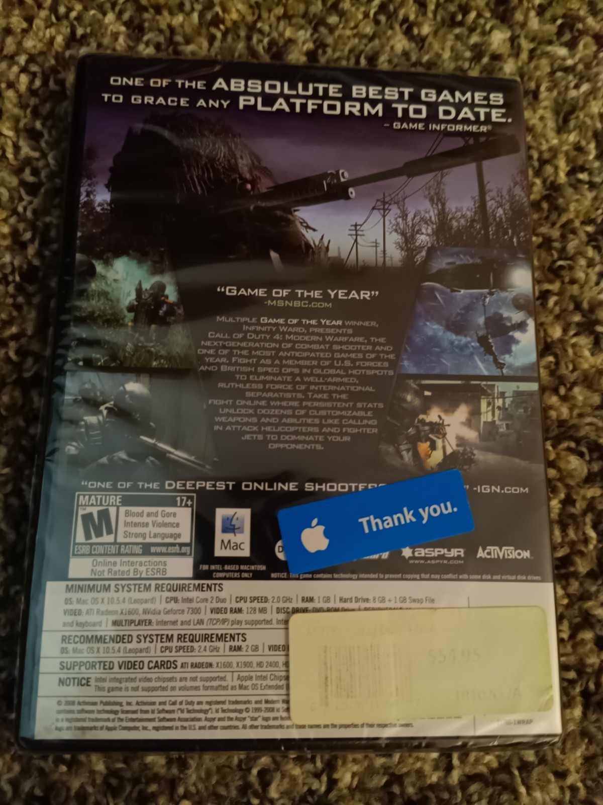 Activision Call of Duty 4: Modern Warfare Mac DVD Shooter, M (Mature)