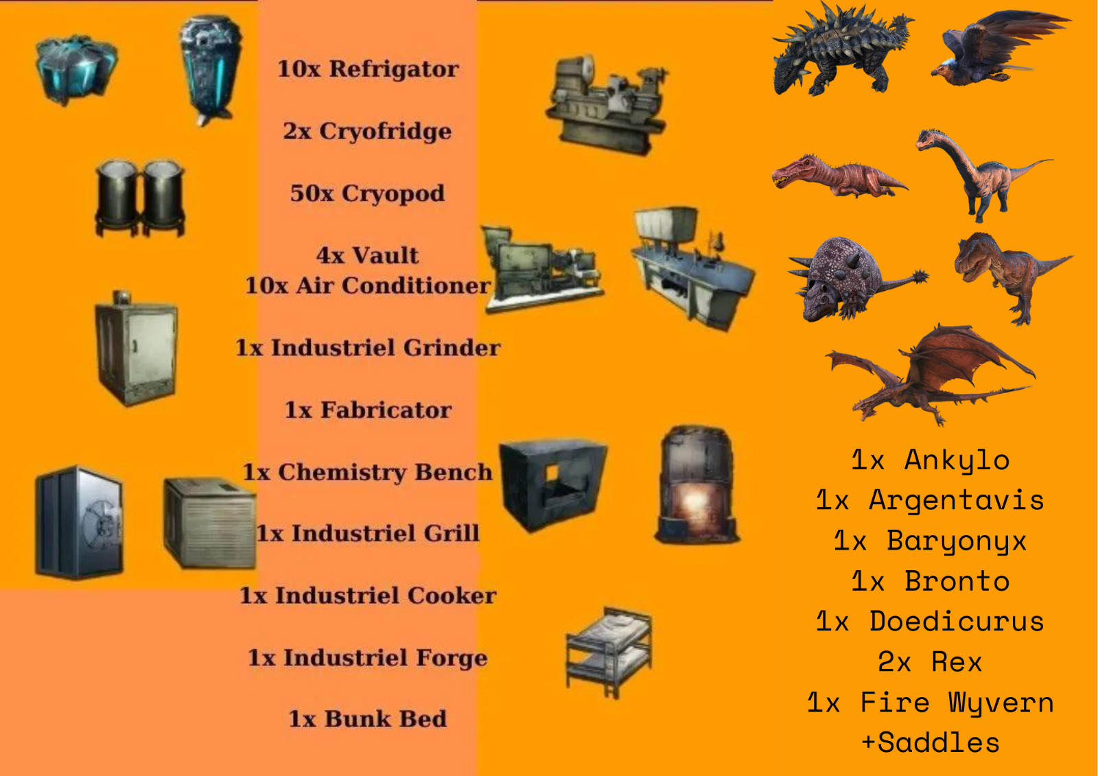 STARTER PACKAGE Dinos and Equipments Ark Survival Ascended Official PVE ASA