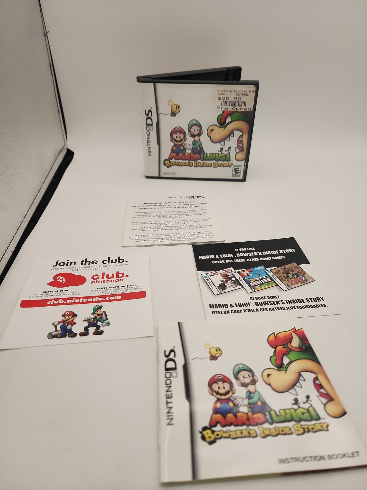 Mario & Luigi Bowser’s Inside Story Nintendo DS, Complete With All Manuals MINT