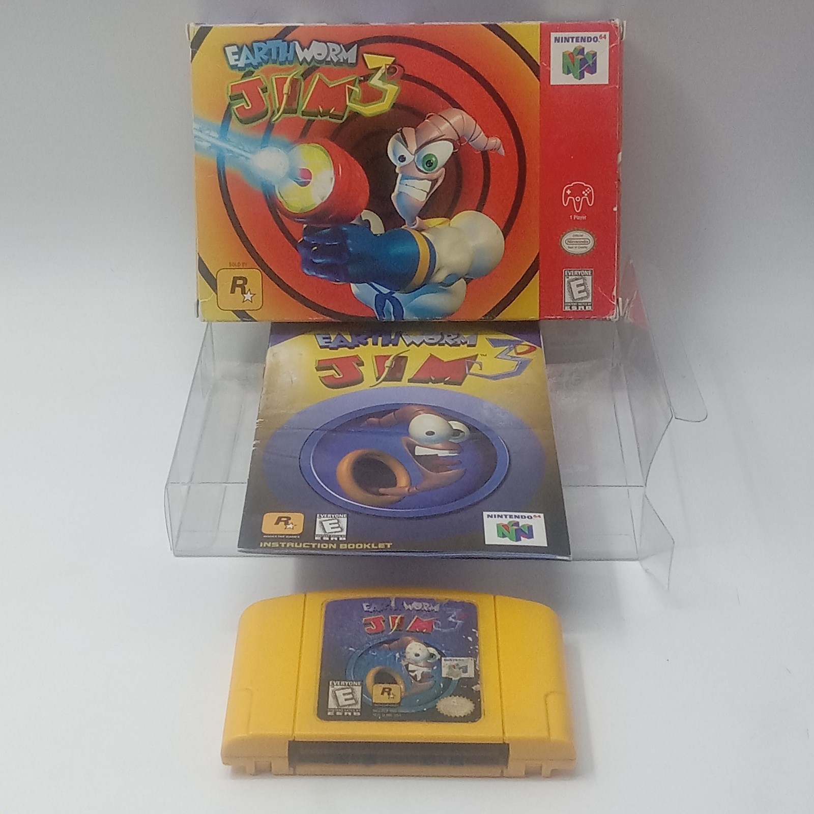 Nintendo 64 Earthworm Jim 3D N64 Authentic CIB Complete With Protector Tested