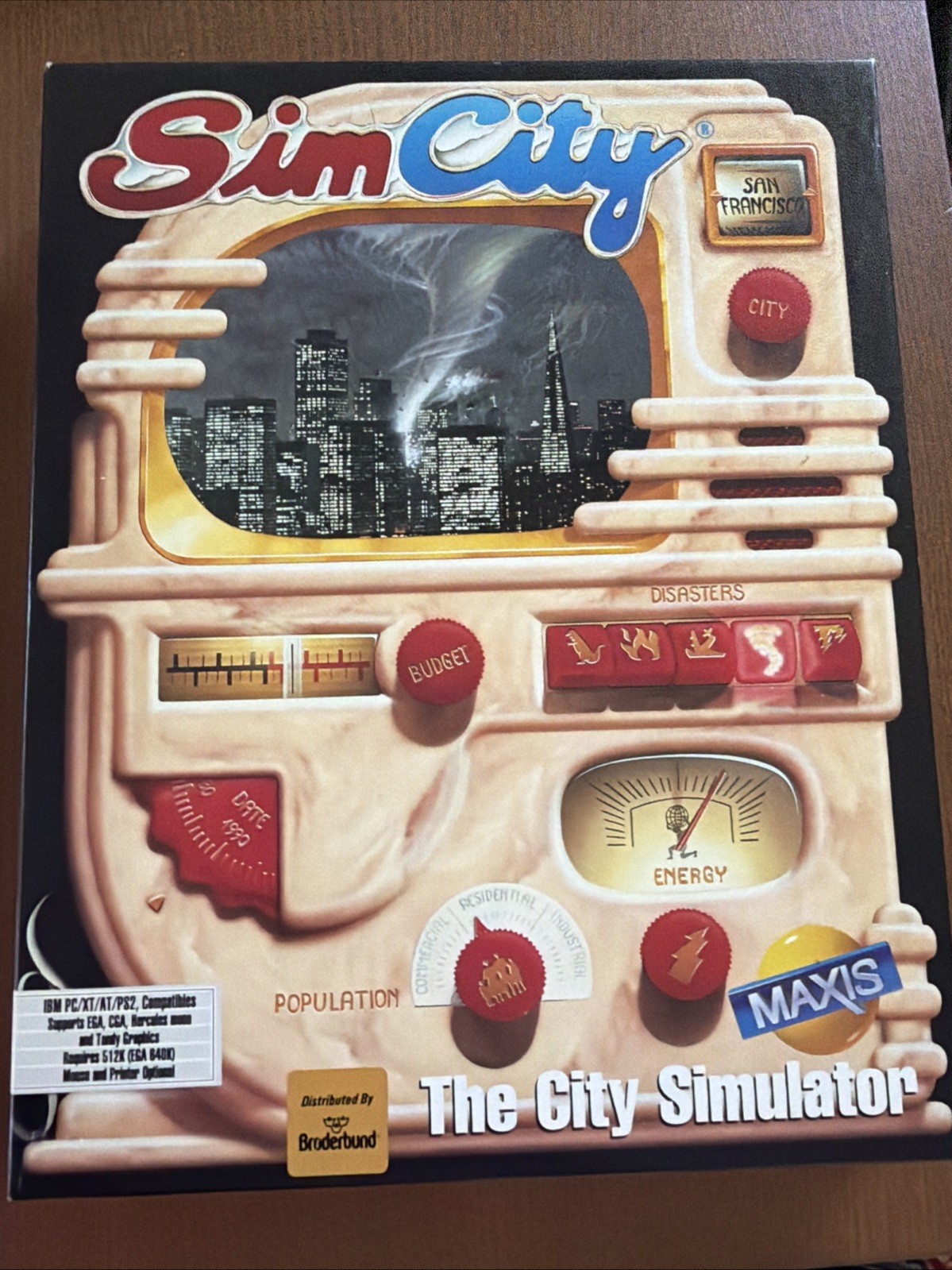 SIM CITY THE CITY SIMULATOR (1991) BIG BOX FOR PC 3.5 AND 5.25 DISKS, COMPLETE