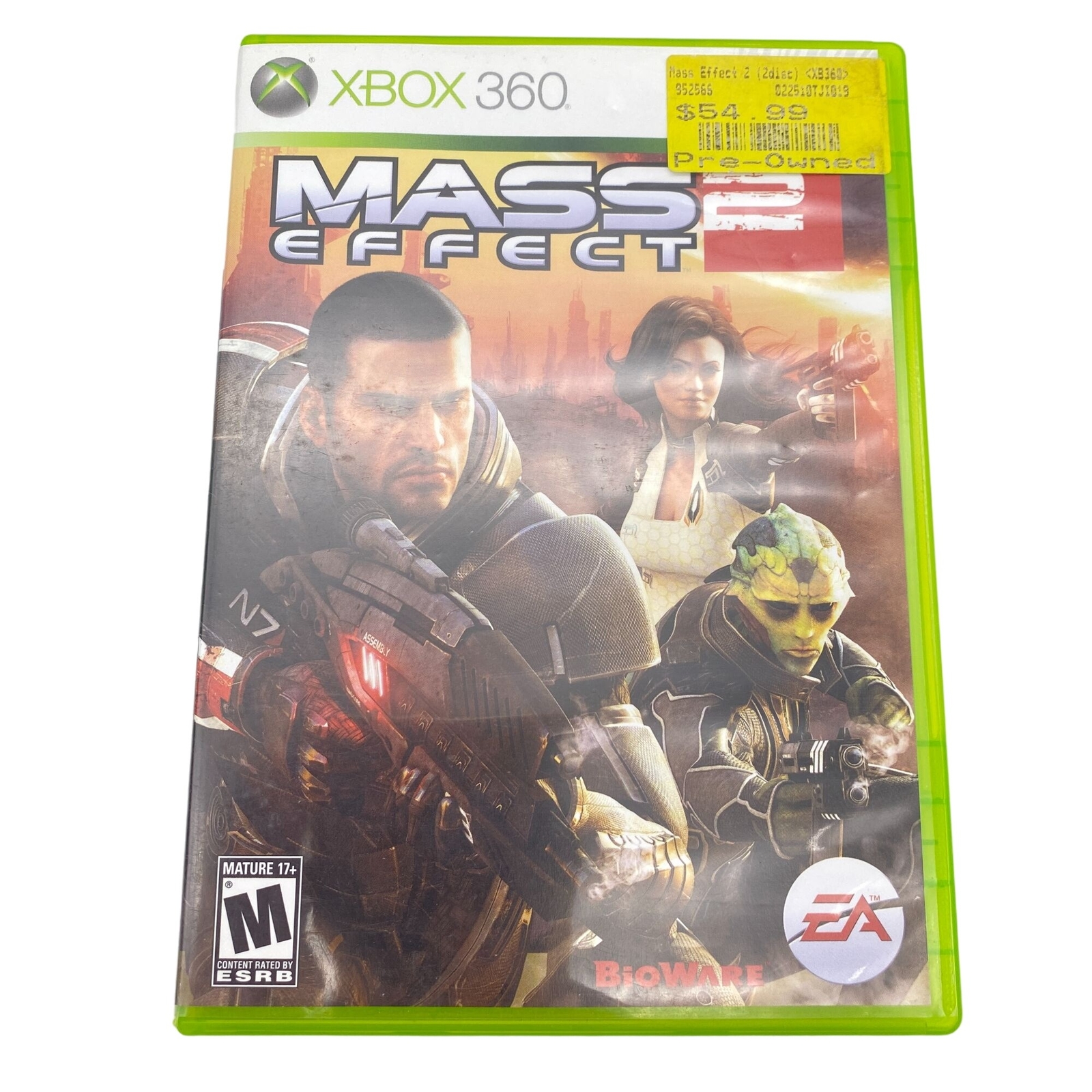 Mass Effect 2 XBox 360 game M Mature 17+ disc case