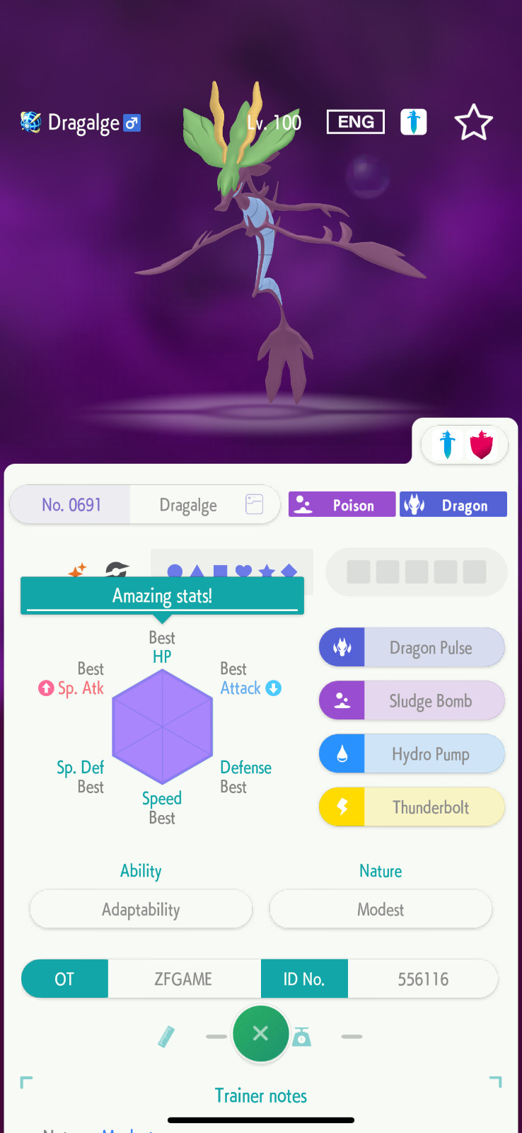 ✨6IV SHINY Dragalge + EVS🚀 POKEMON HOME✨Champions✨Online delivery⚡