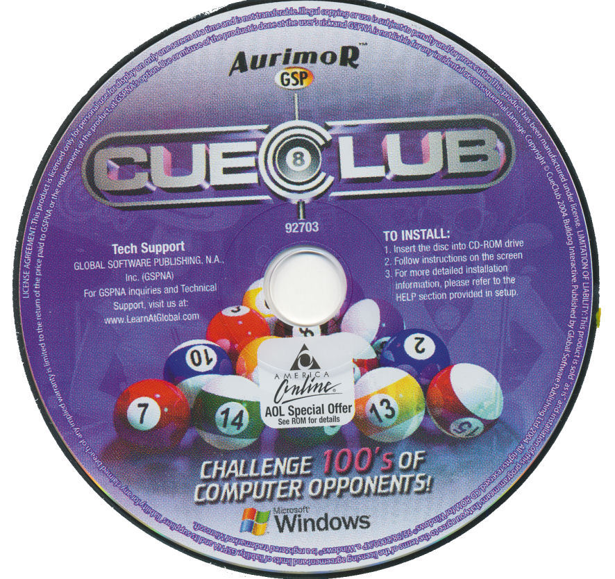 CUE CLUB Billiards Pool Snooker 8-ball Simulation PC Game XP/Vista/7/8 – NEW CD
