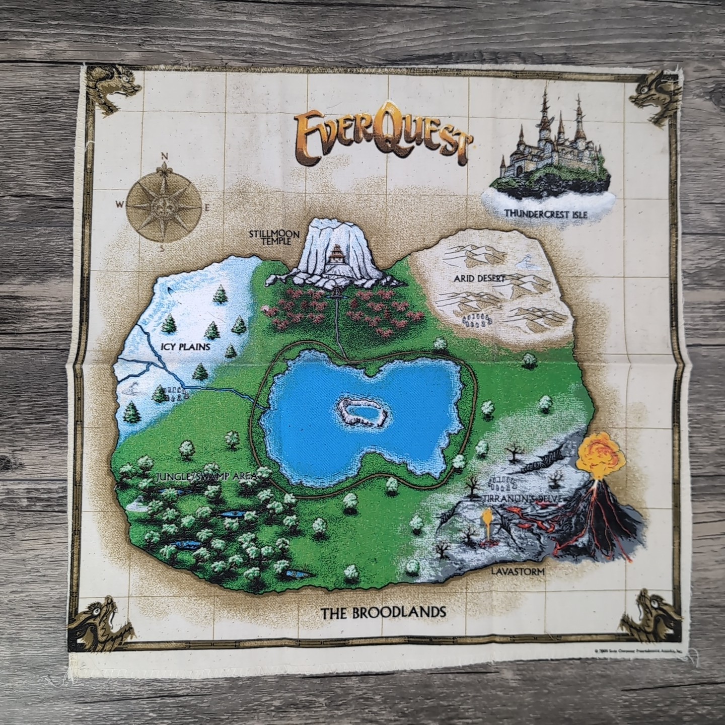 VTG EverQuest: Dragons of Norrath Collector’s Canvas Cloth Map 14″ Rare!