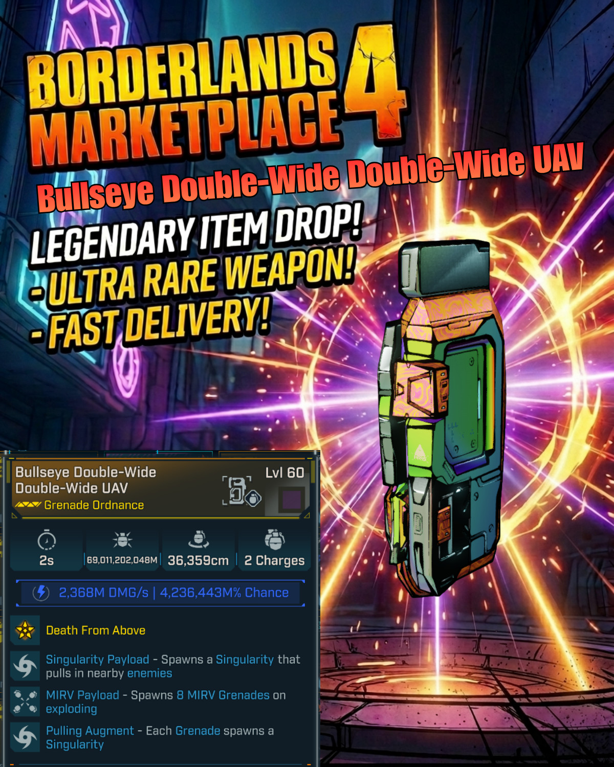 Borderlands 4⚡Modded Weapons Equipment 60 Level⚡PC-PS-XBOX⚡