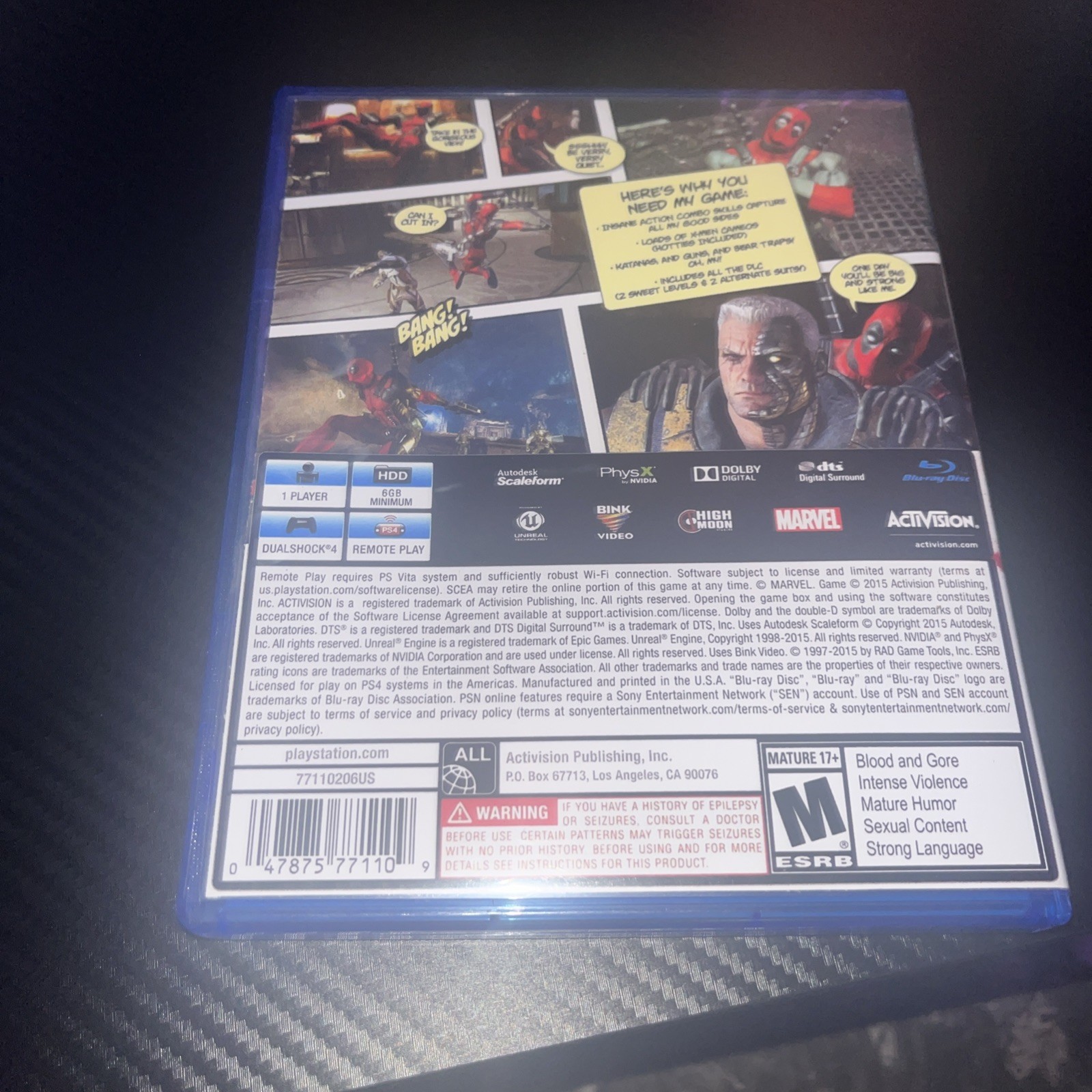 Activision Deadpool Sony PlayStation 4 PS4 M (Mature) Video Game w/ Case