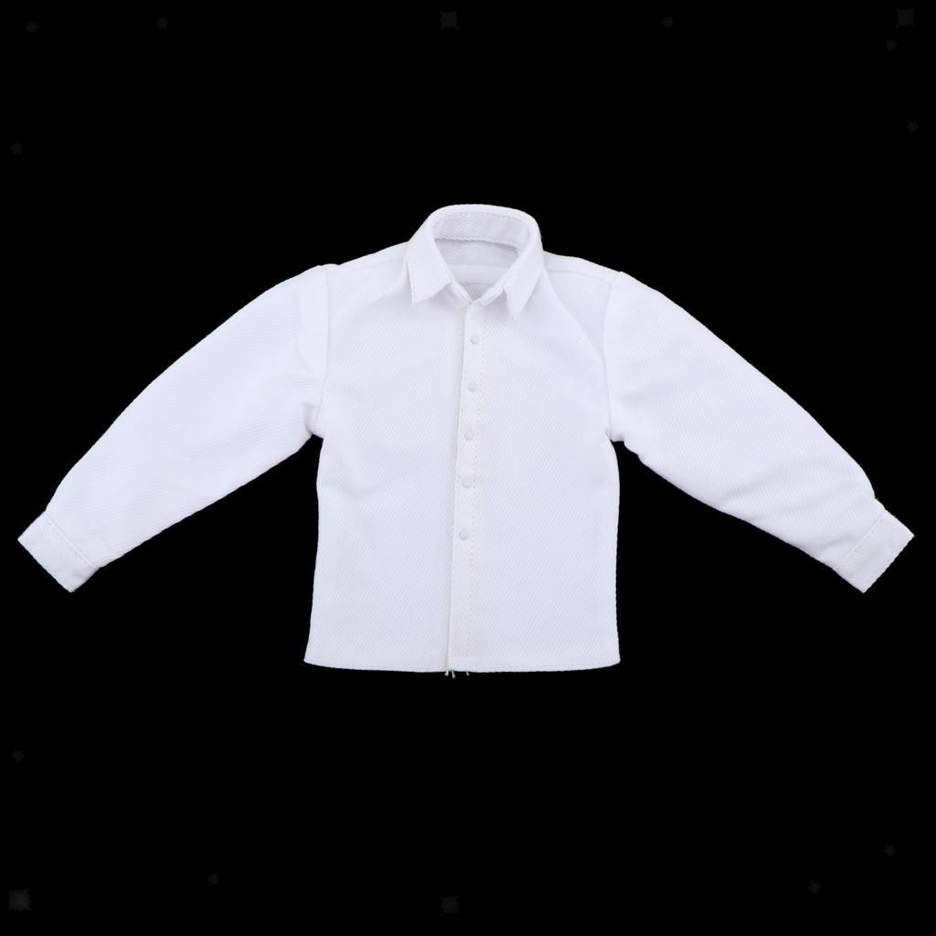 1:6 Man Dress Long Sleeve Shirt for DML 12” Male Body Action Figure Accs White