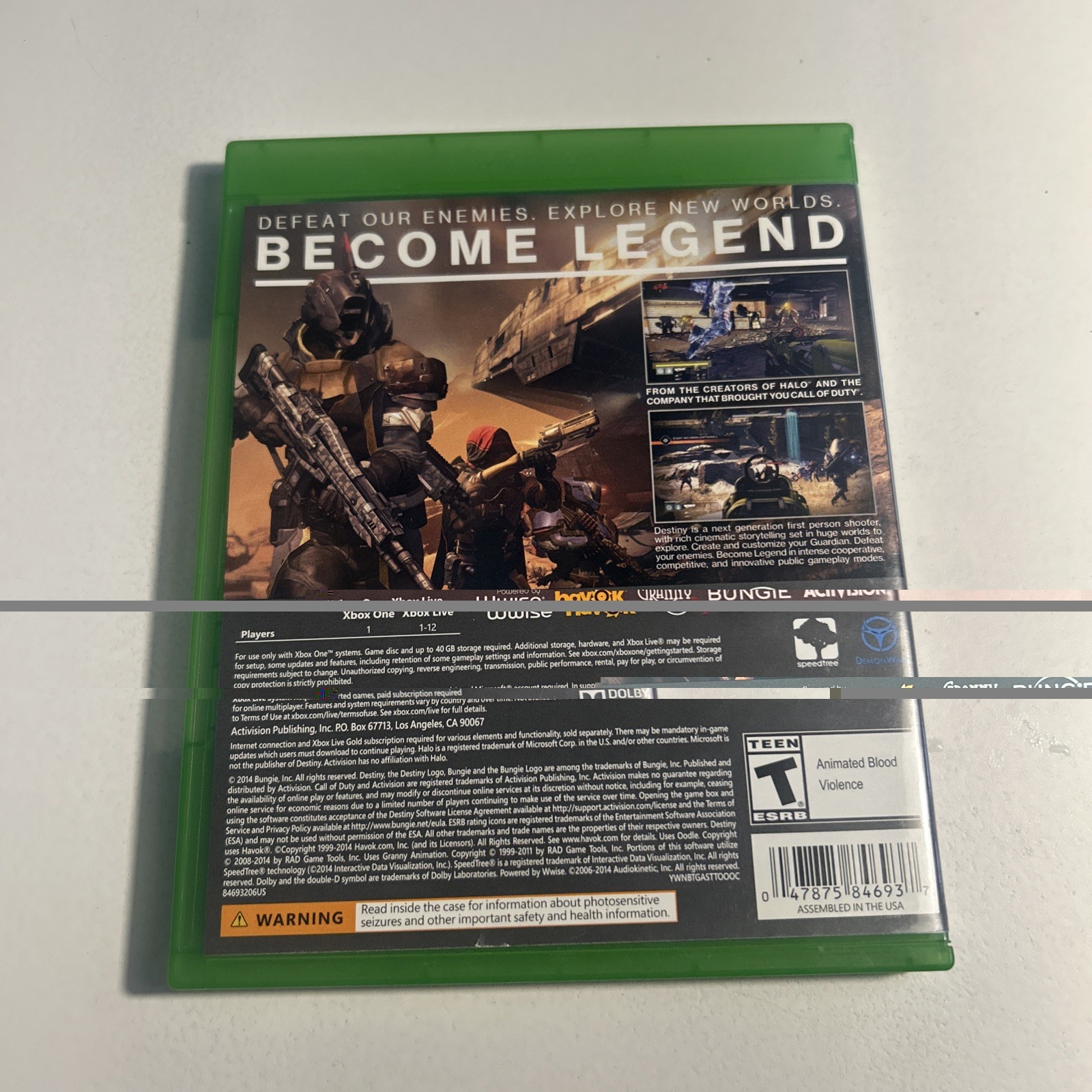 Destiny Microsoft Xbox One, 2014, Complete in Box, Tested