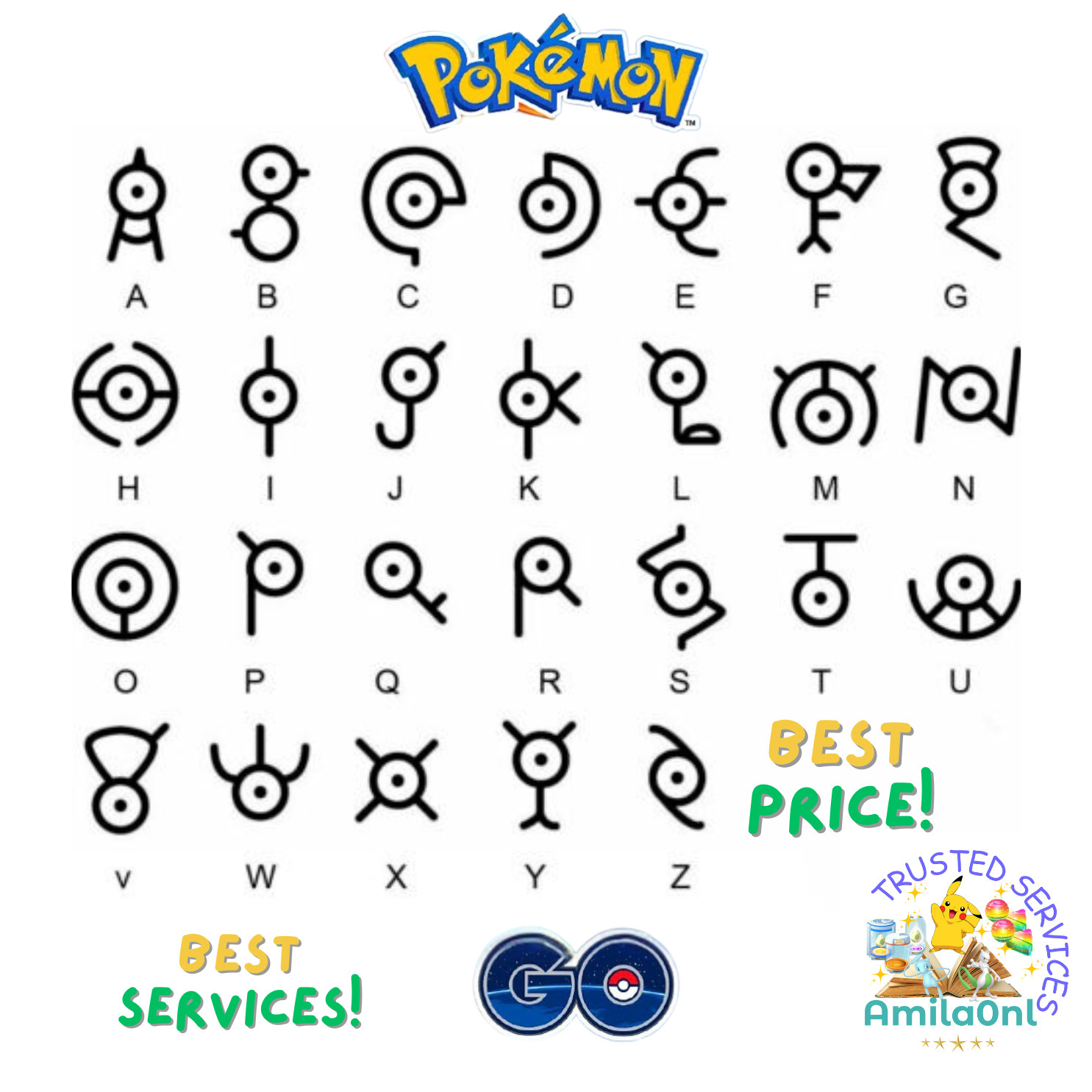 Pokémon – UNOWN ( not shiny) – Trade Registered – Read Description