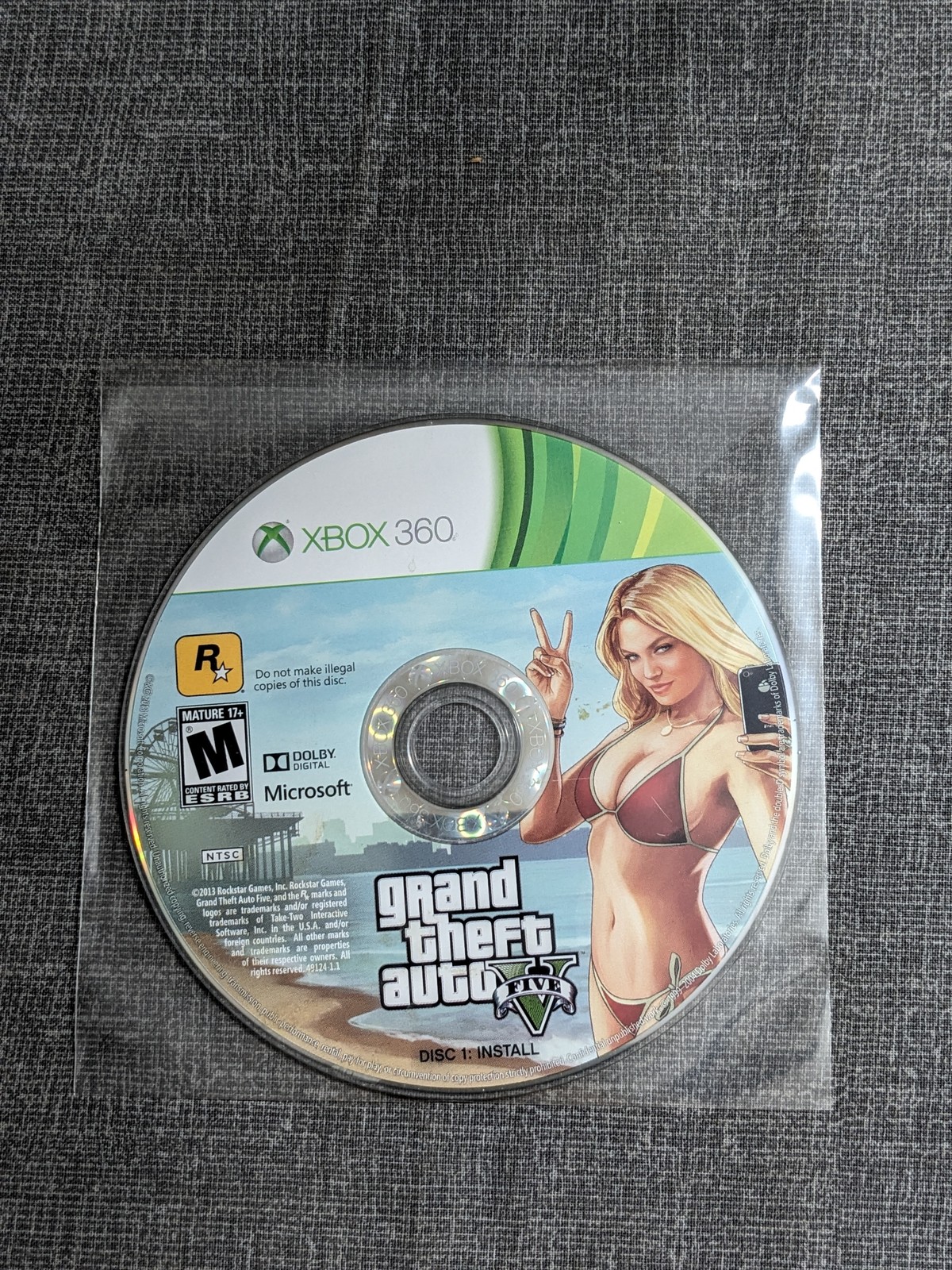 Grand Theft Auto V GTA V Xbox 360 Disc 1 Install Only ESRB M Mature 17+