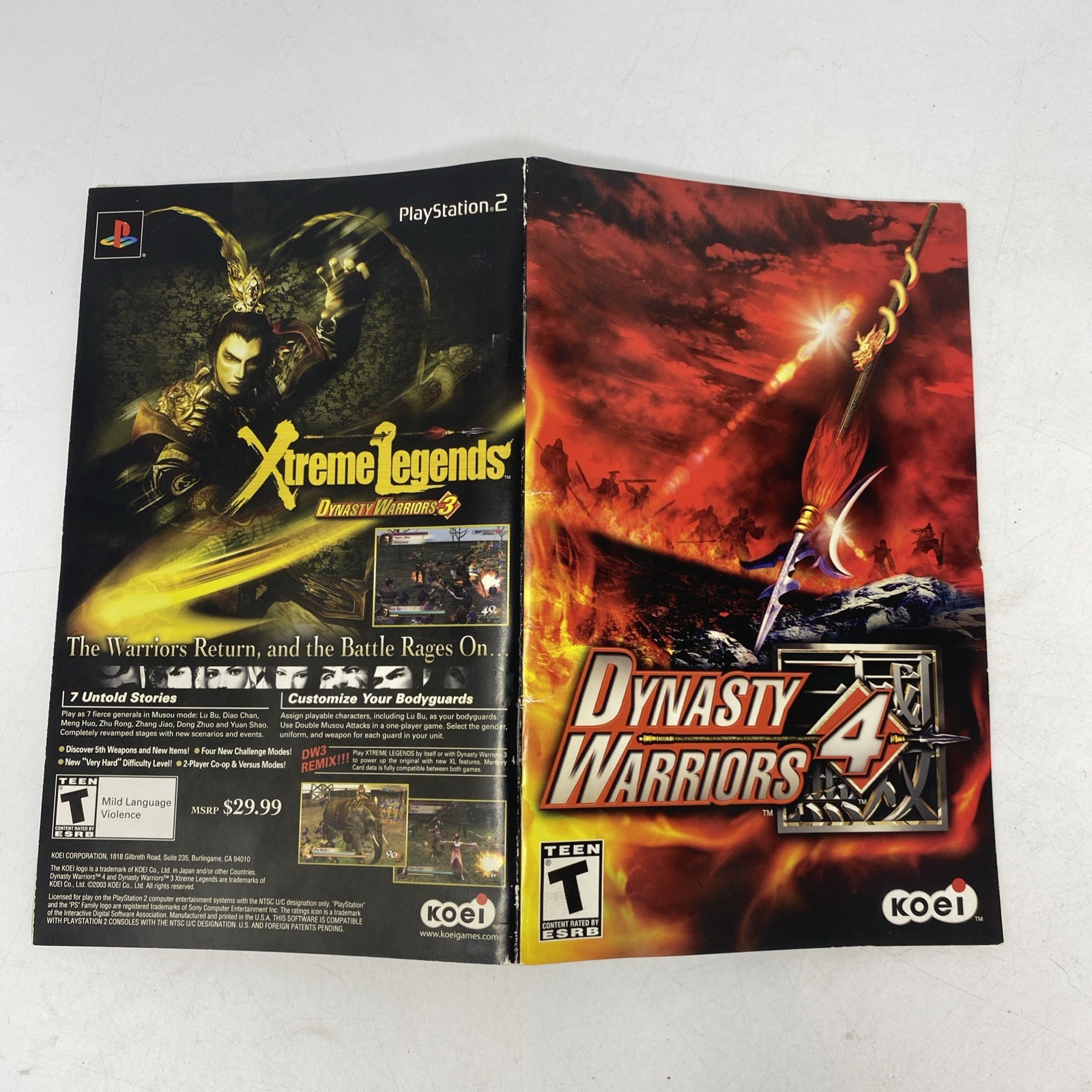 PS2 Dynasty Warriors 4 (Sony Playstation 2, 2003) Complete