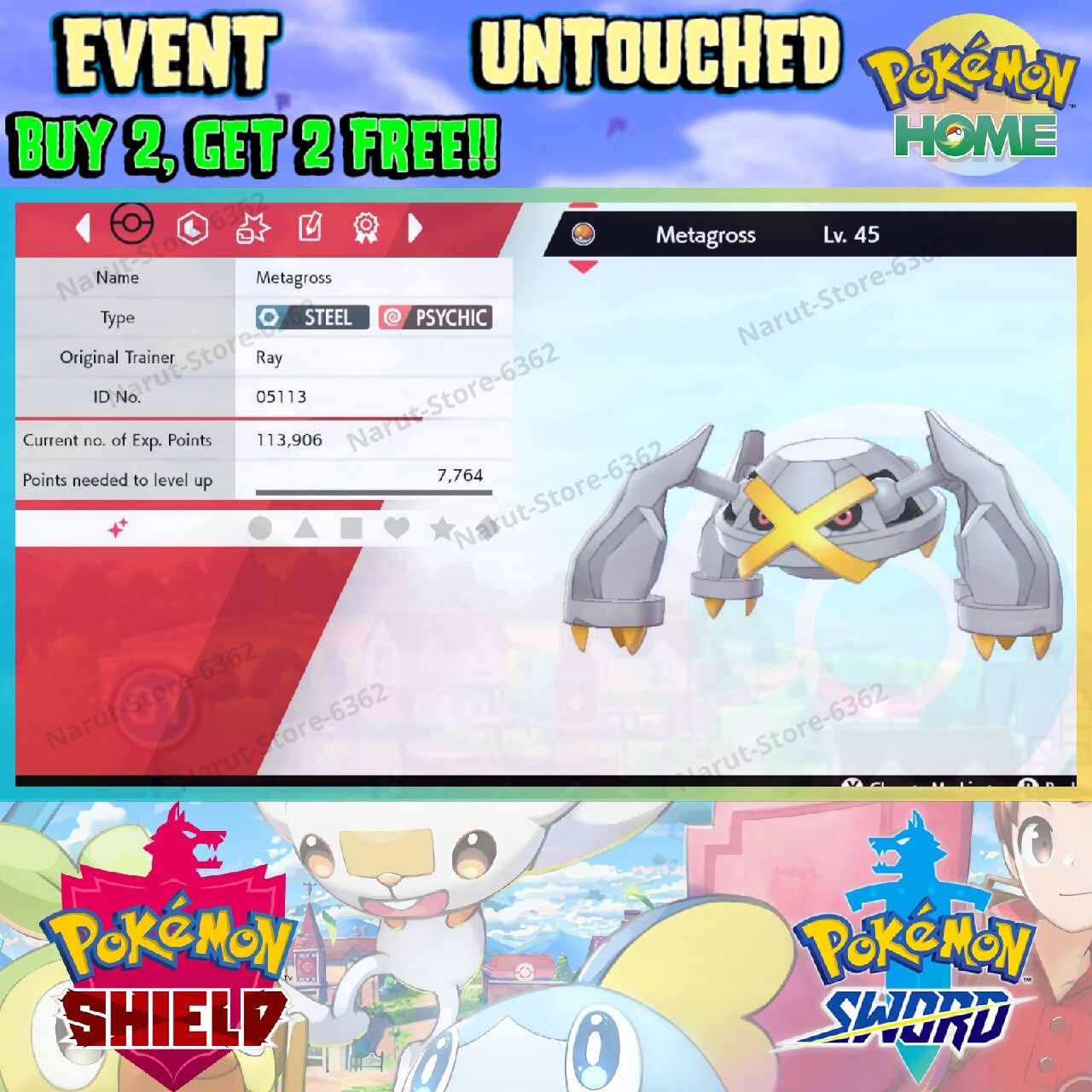 Metagross Shiny🔥 Event VCG Rays Metagross Champions🔥Pokémon Sword & Shield