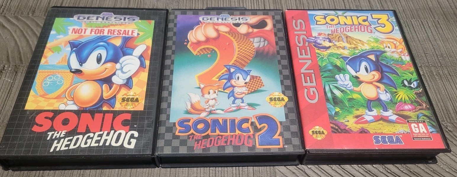 SEGA Sonic the Hedgehog Series Sega Genesis Lot Sonic 1 2 3