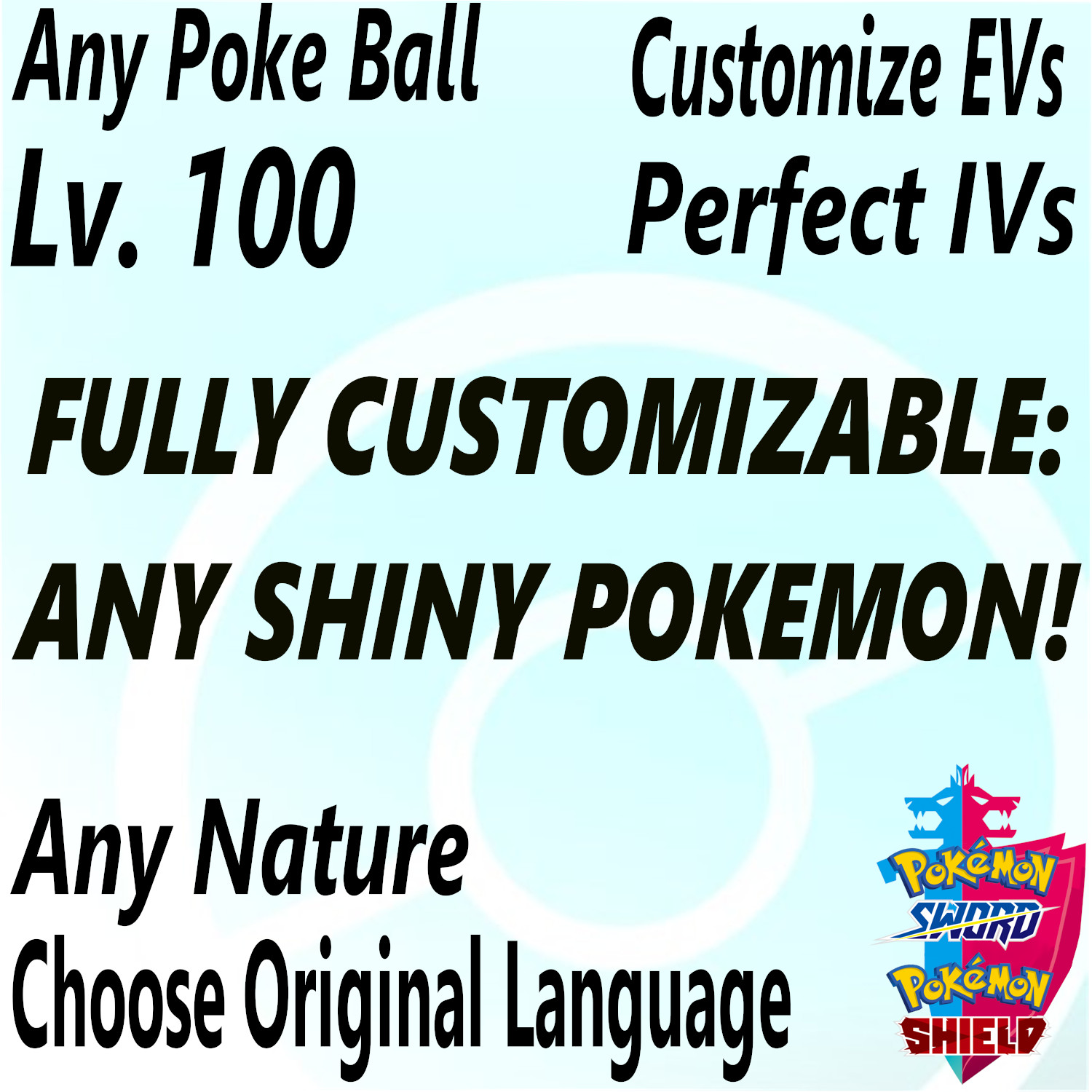 POKEMON SWORD and SHIELD ANY ✨SHINY✨ Pokemon Customizable + Any held item Pt. 2